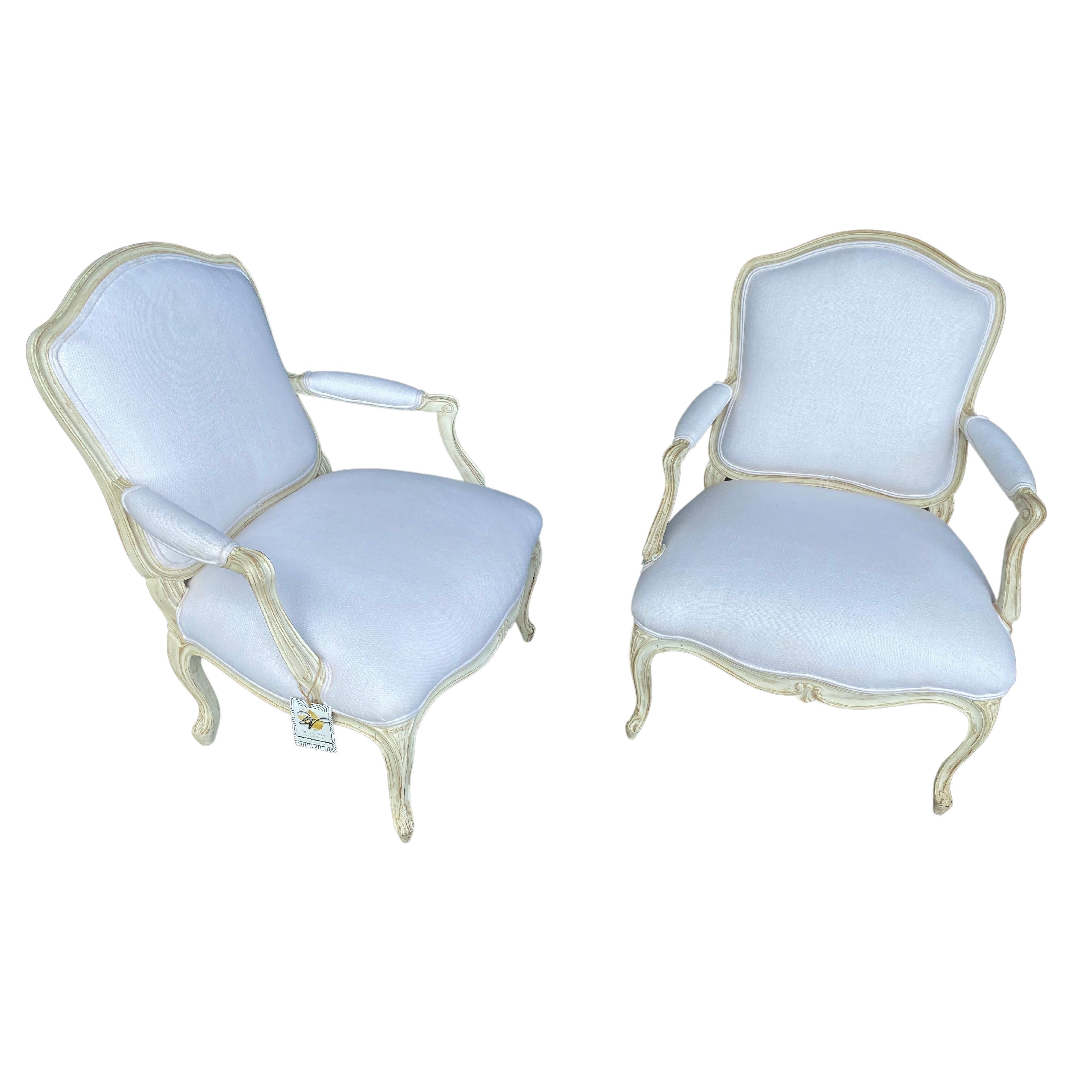 Louis XV Pair of Chairs in Linen