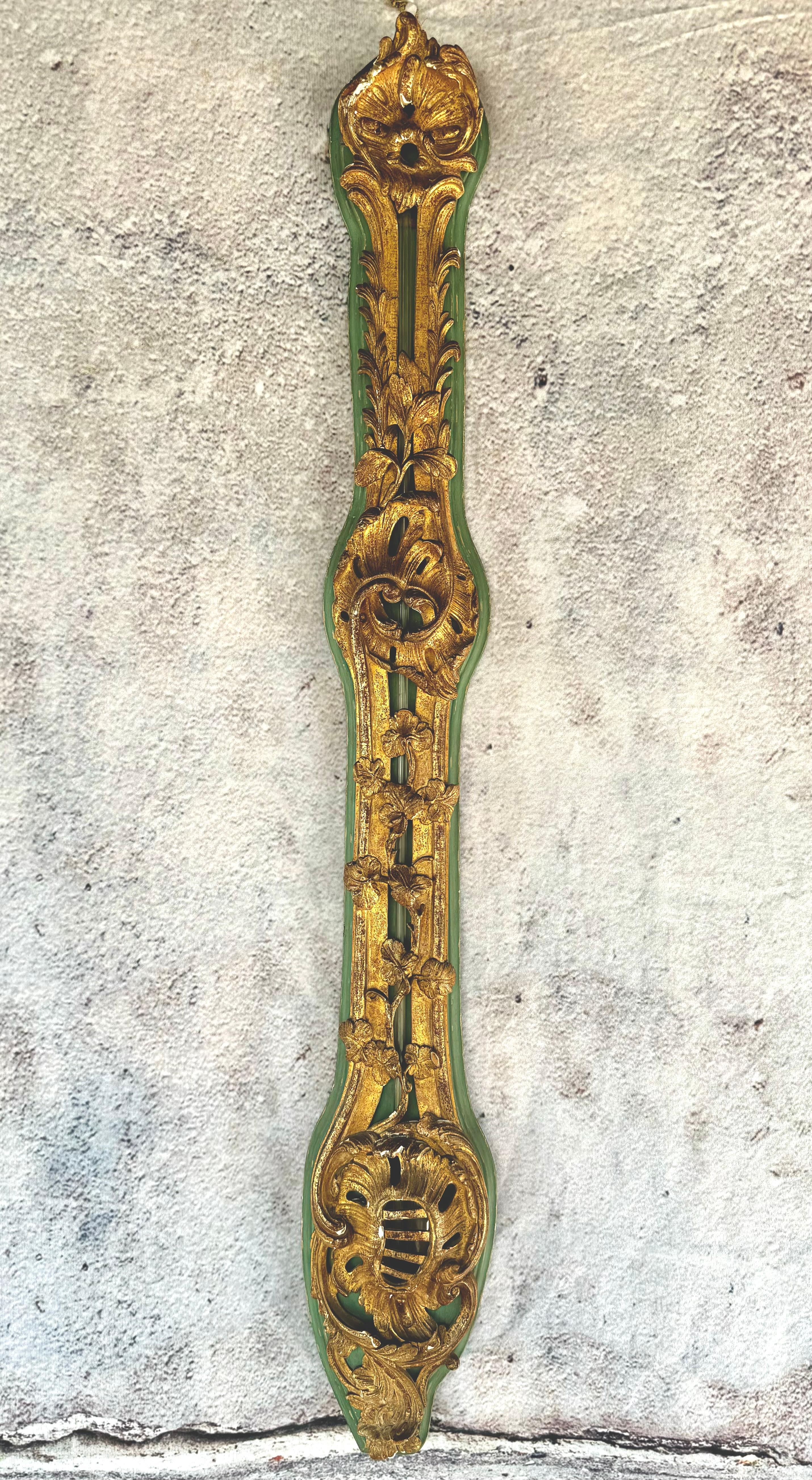 Louis XV Parcel-Gilt And Painted Wood Barometer For Sale 4