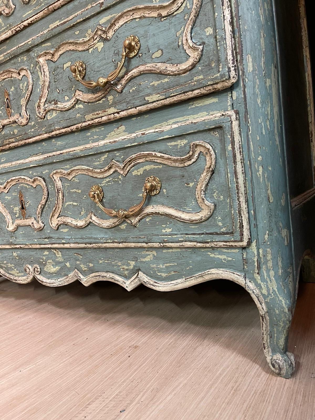 19th Century Louis XV patinated chest of drawers dating from the 19th century  For Sale