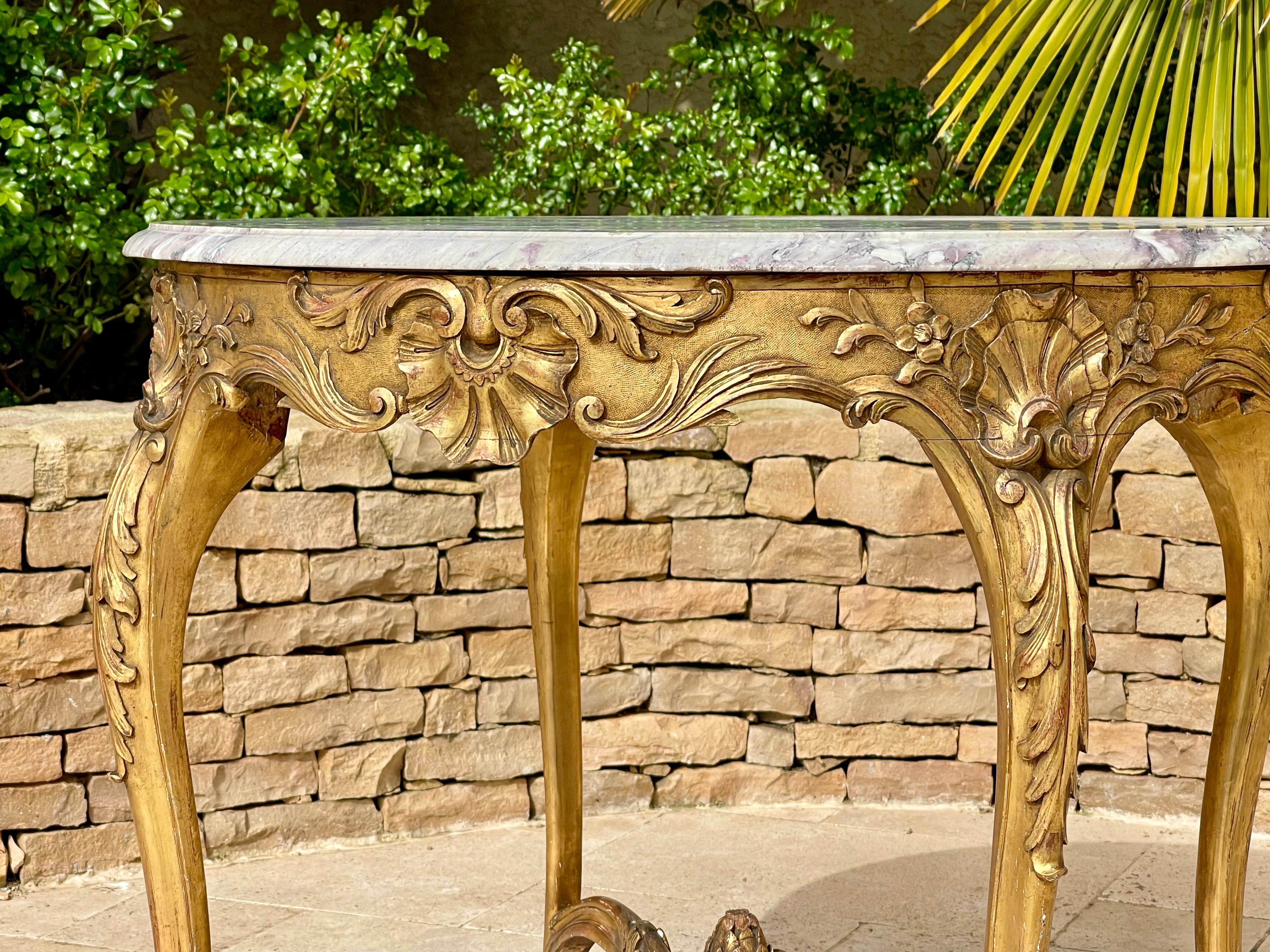 Louis XV Pedestal Table In Gilt Wood In Good Condition For Sale In Beaune, FR