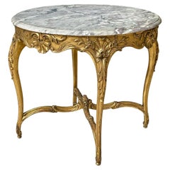 Antique Louis XV Pedestal Table In Gilt Wood