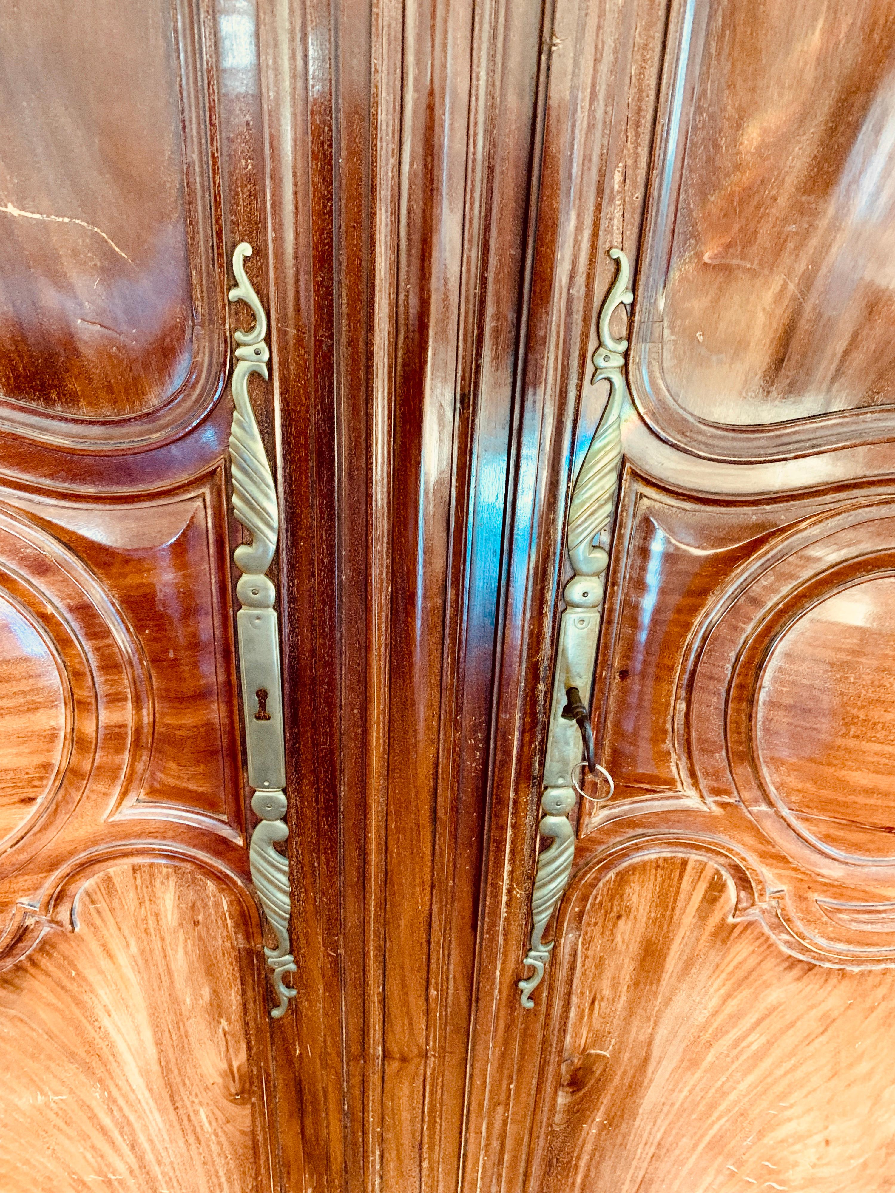 French Solid Mahogany Armoire For Sale