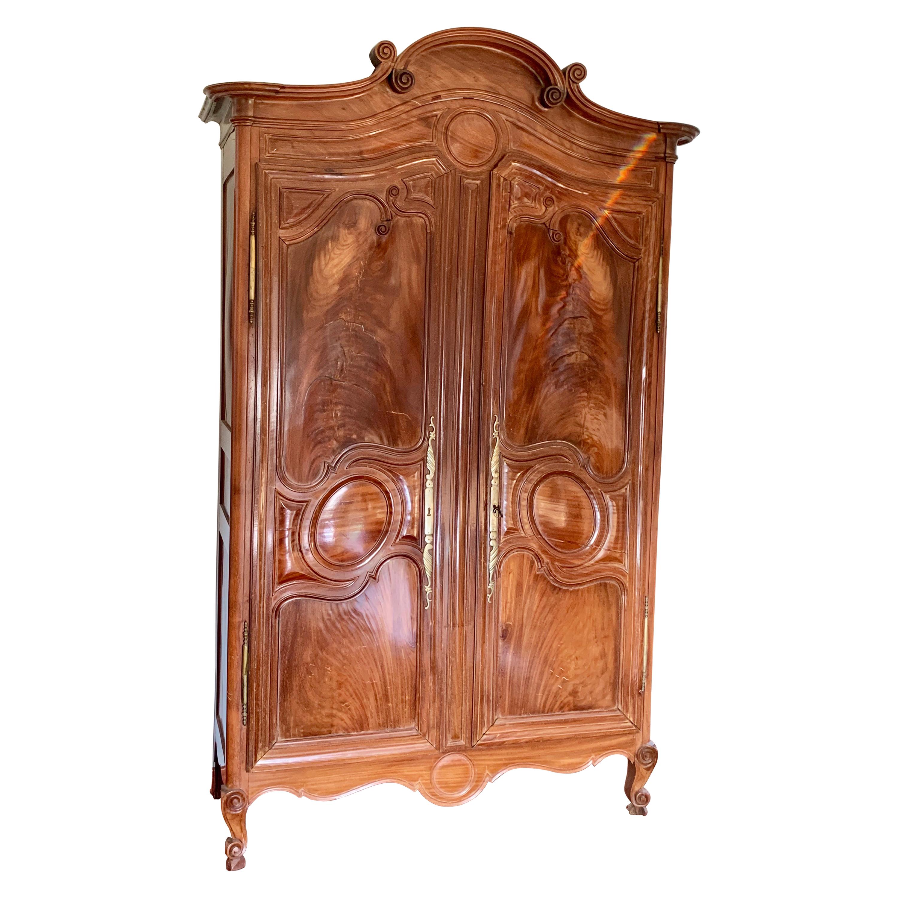 Solid Mahogany Armoire For Sale