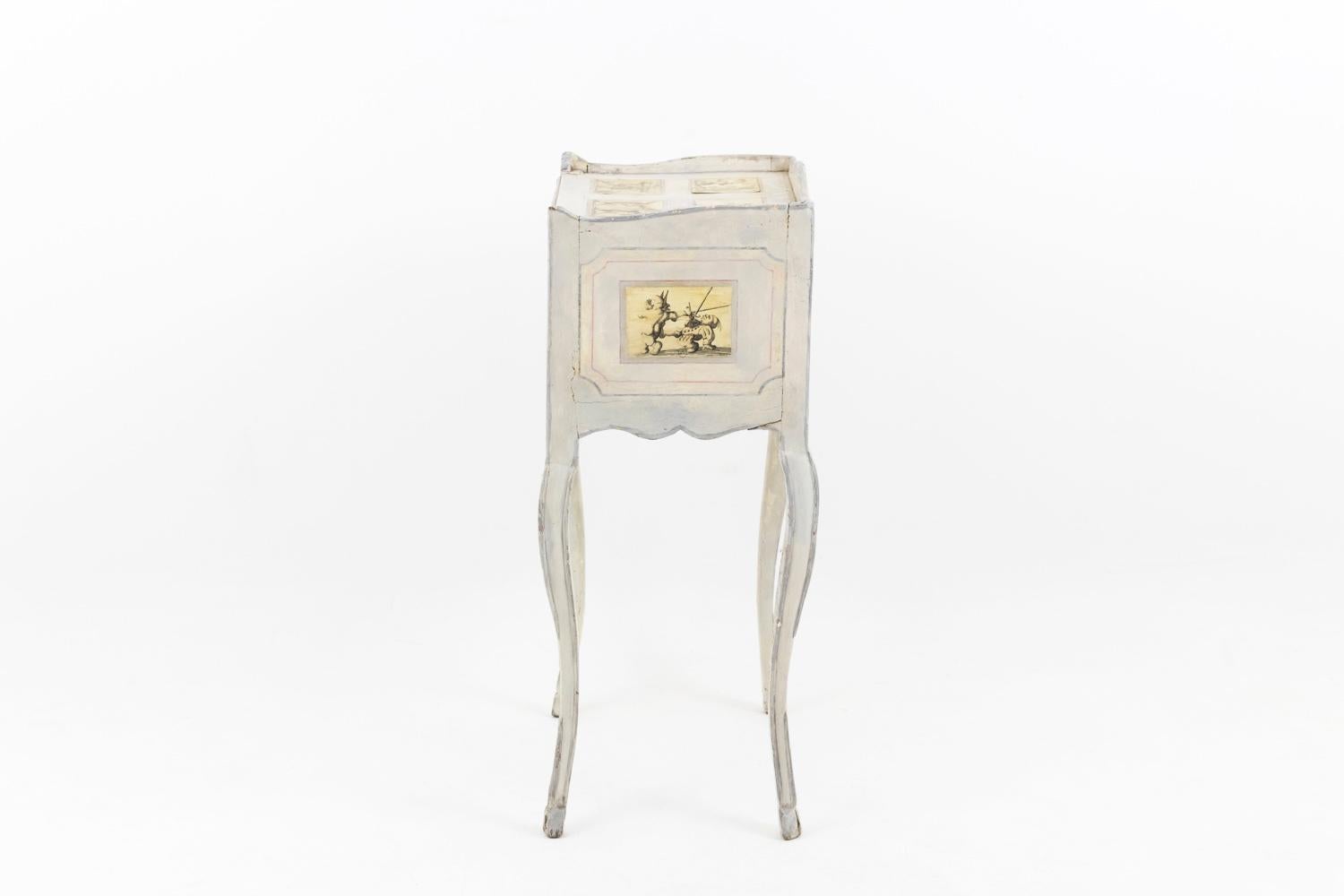 Louis XV Period Bedside Table in White Lacquered Wood, 18th Century In Good Condition In Saint-Ouen, FR