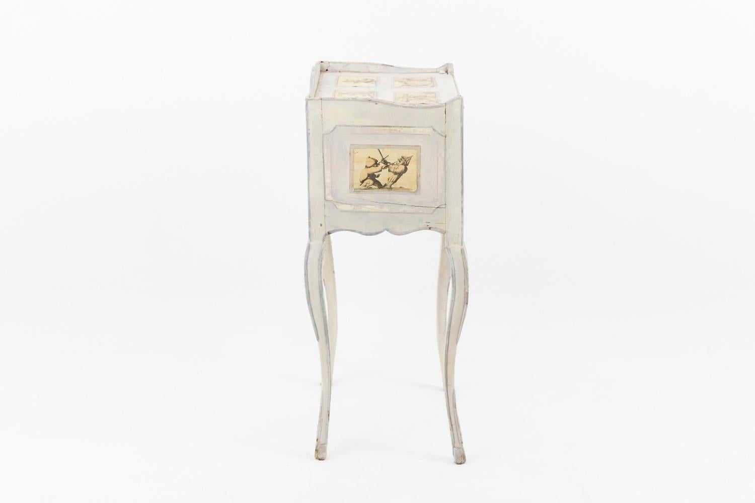 Mid-18th Century Louis XV Period Bedside Table in White Lacquered Wood, 18th Century