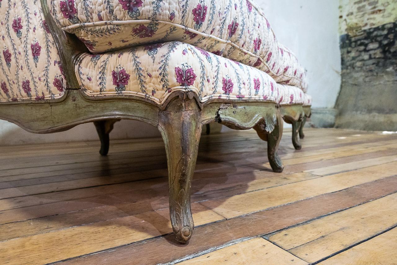 Canapé à Oreilles de época Luis XV Sofá Serpentina, Settee Tapizado Francés en venta