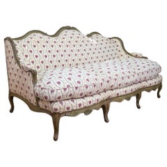 Louis XV period Canapé à Oreilles Serpentine Shaped Sofa, Settee Upholstered