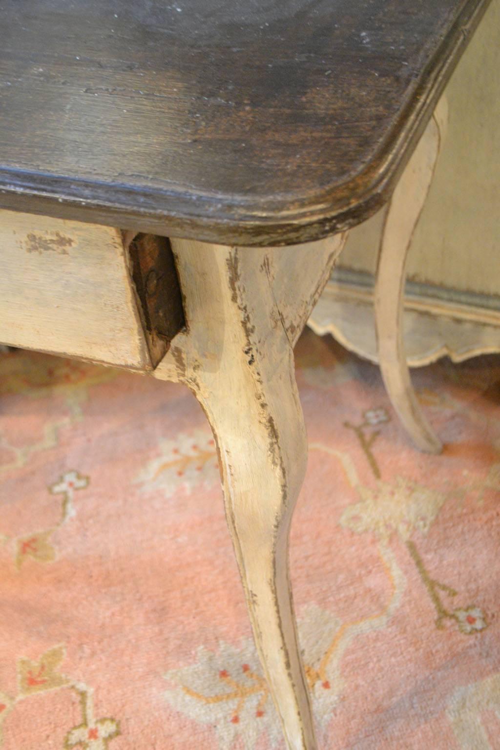 Wood Louis XV Period End Table with Central Drawer
