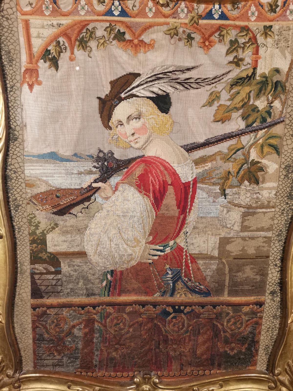 Kaminschirm aus Dore-Holz und Wandteppich aus der Louis-XV-Periode aus dem 18. Jahrhundert im Angebot 2