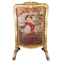 Louis XV Period Fireplace Screen in Dore Wood and Tapestry 18th Century