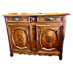 Antique Louis XV Period French Provincial Walnut Buffet with Well-Carved Details