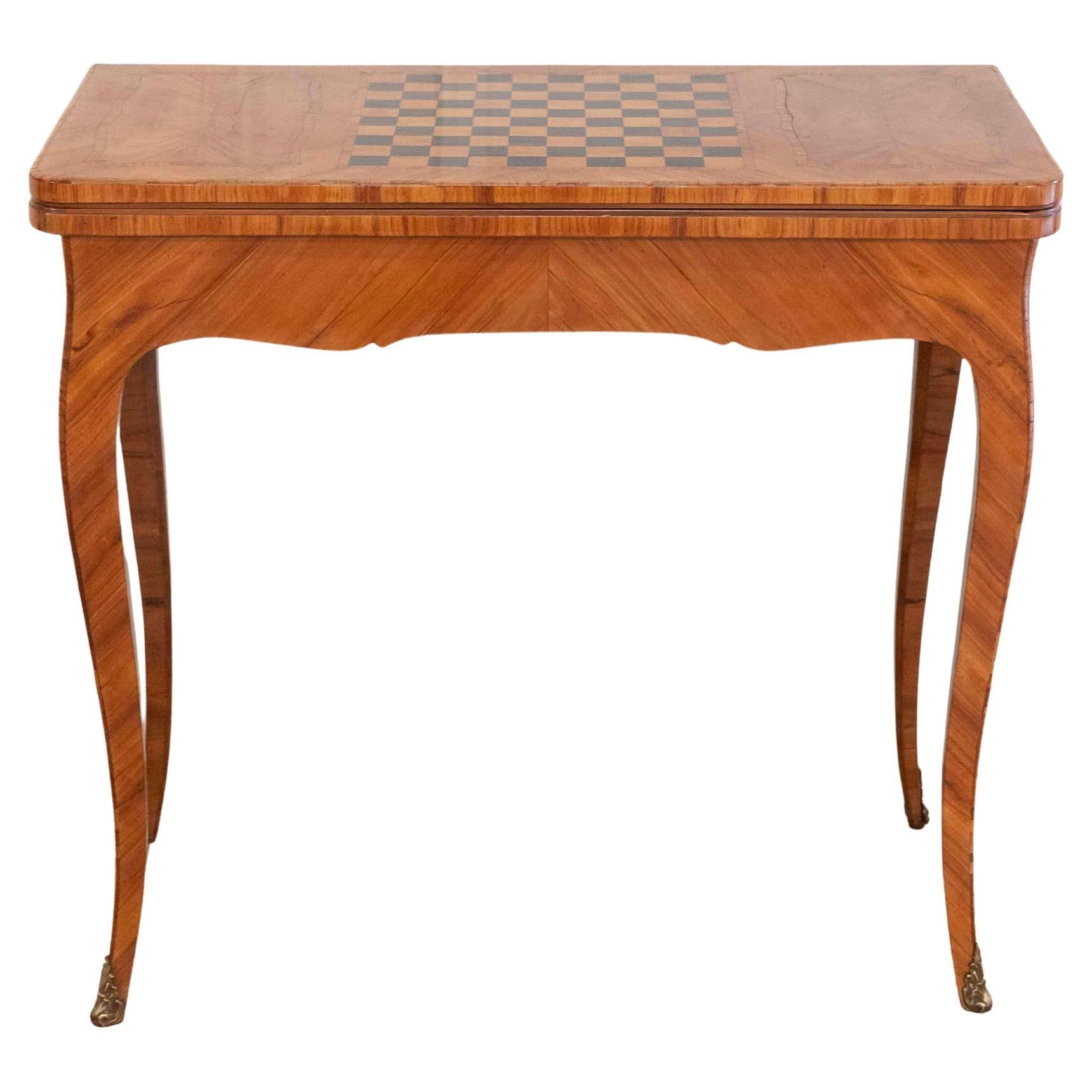 Louis XV–Period Game Table in Rosewood Marquetry, France, 18th Century