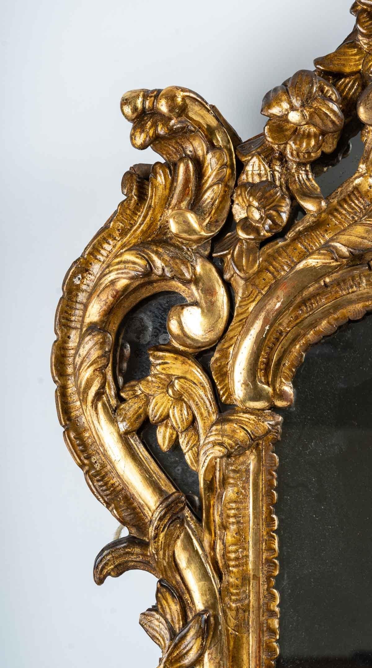 European Louis XV Period Gilded Wood Mirror