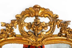 Miroir mural en bois doré d'époque Louis XV, Europe circa 18e siècle