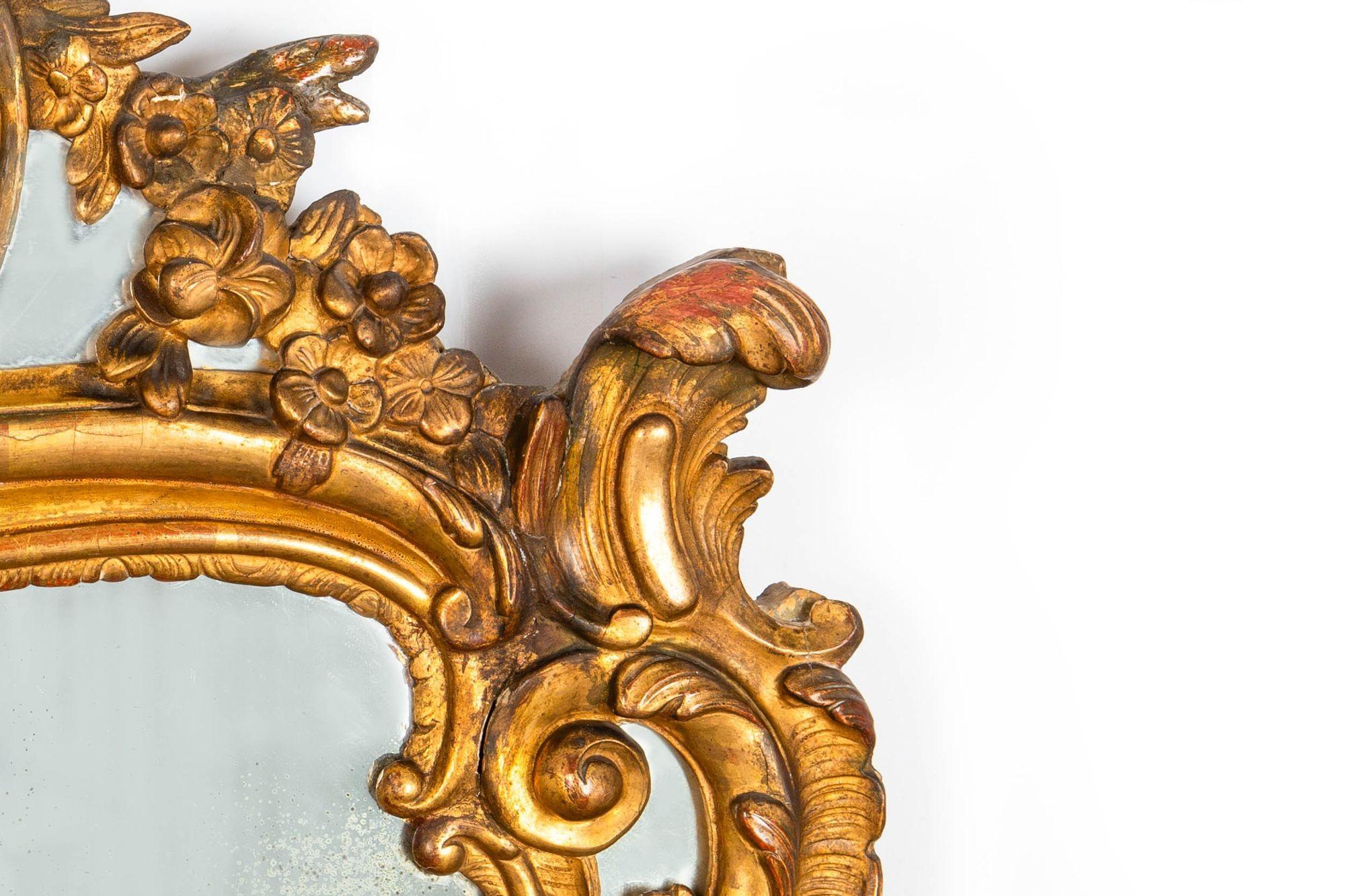 Louis XV Period Giltwood Wall Mirror, Europe circa 18th century In Good Condition In Shippensburg, PA