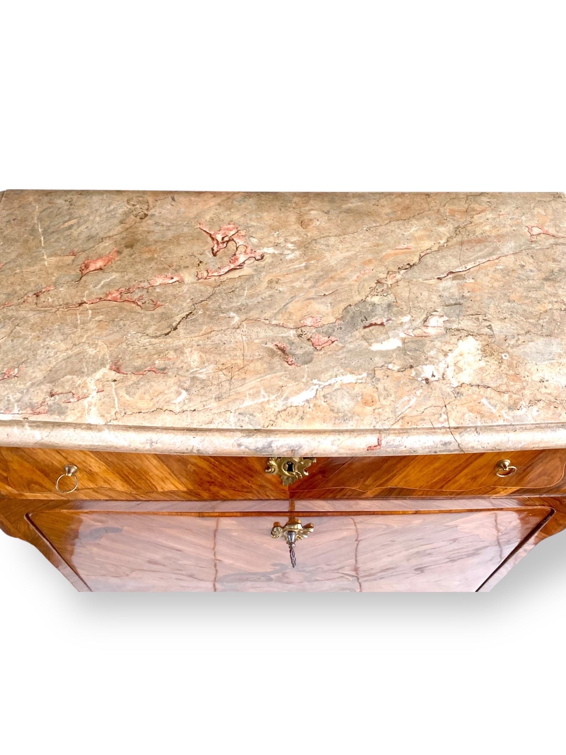 Louis XV period marquetry secretary from the mid-18th century For Sale 3