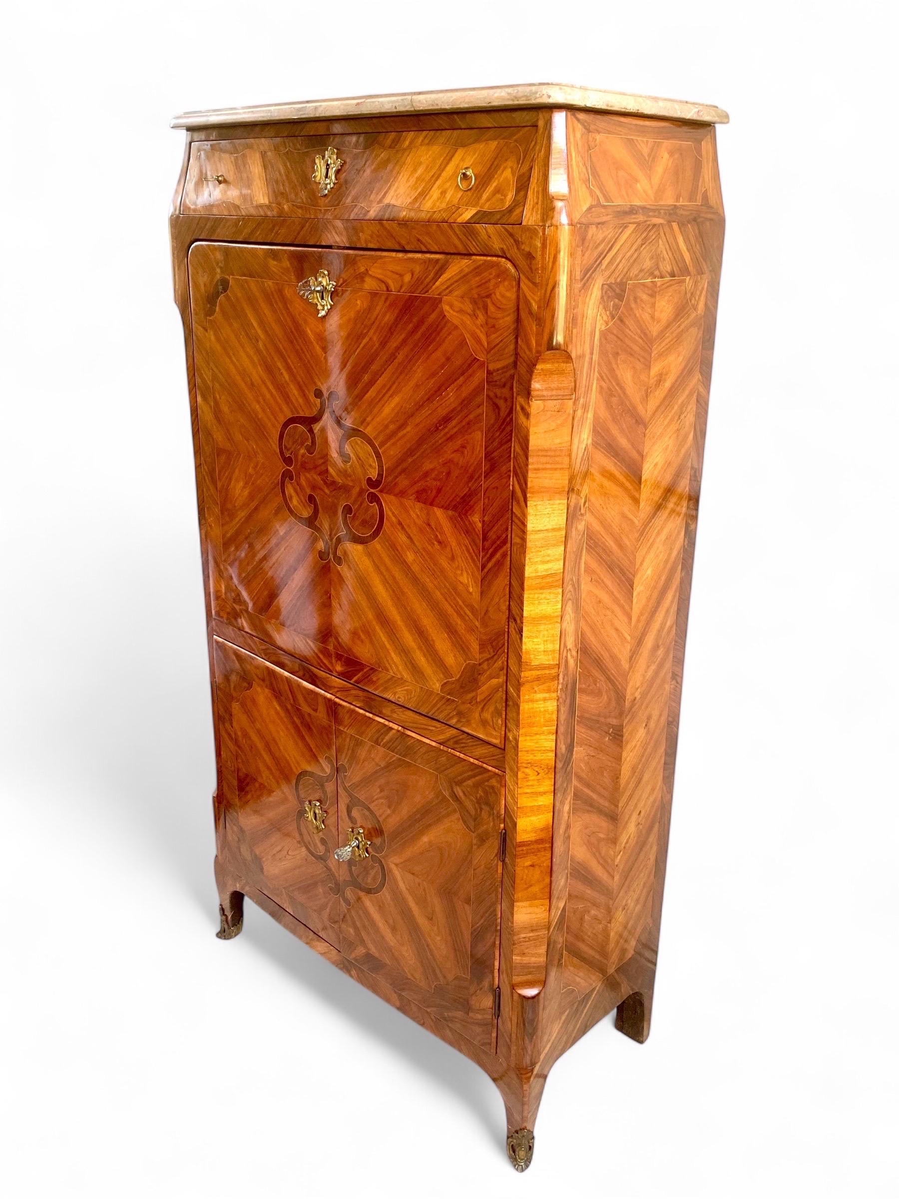 Louis XV period marquetry secretary from the mid-18th century For Sale 11