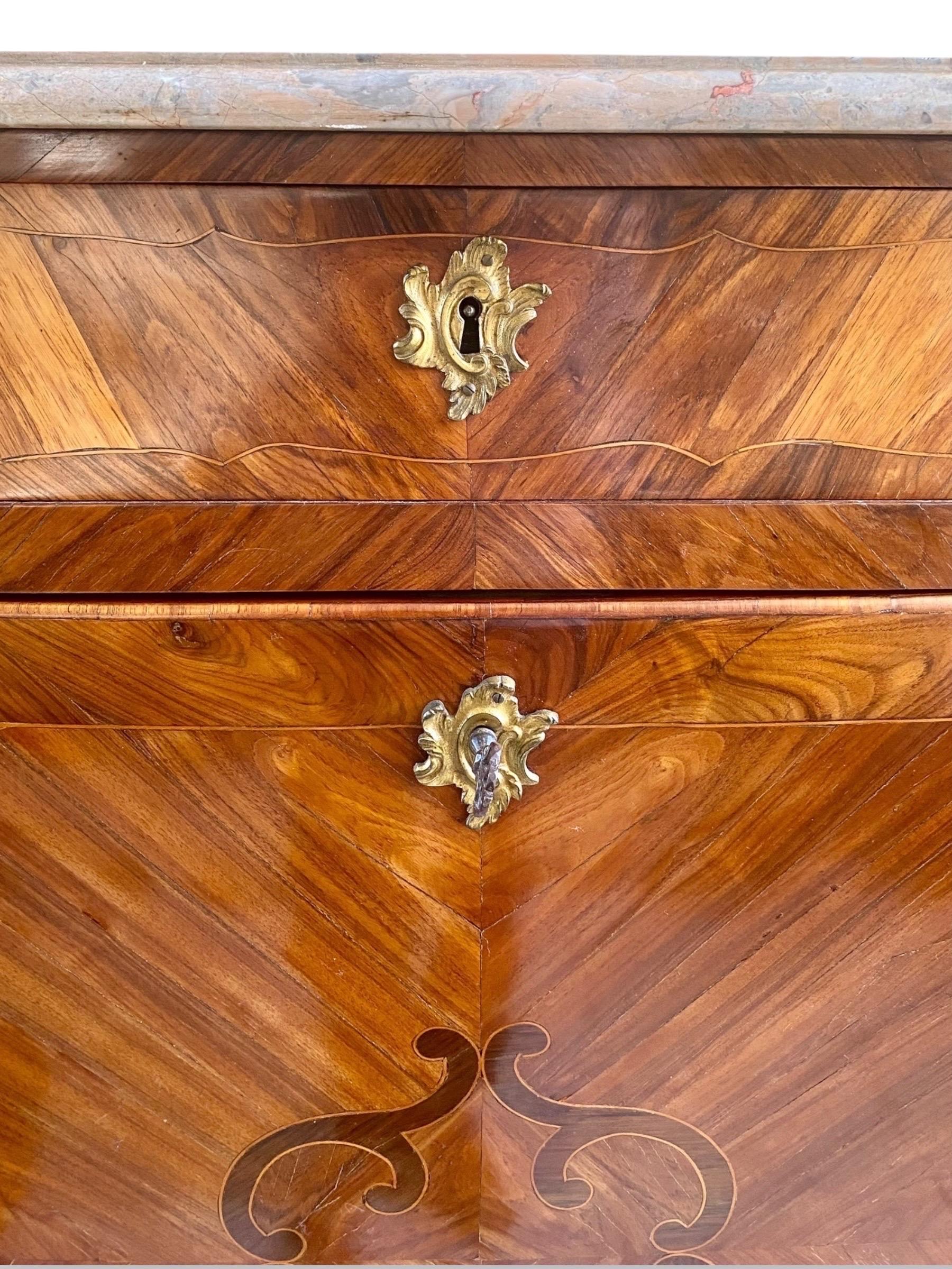 18th Century and Earlier Louis XV period marquetry secretary from the mid-18th century For Sale