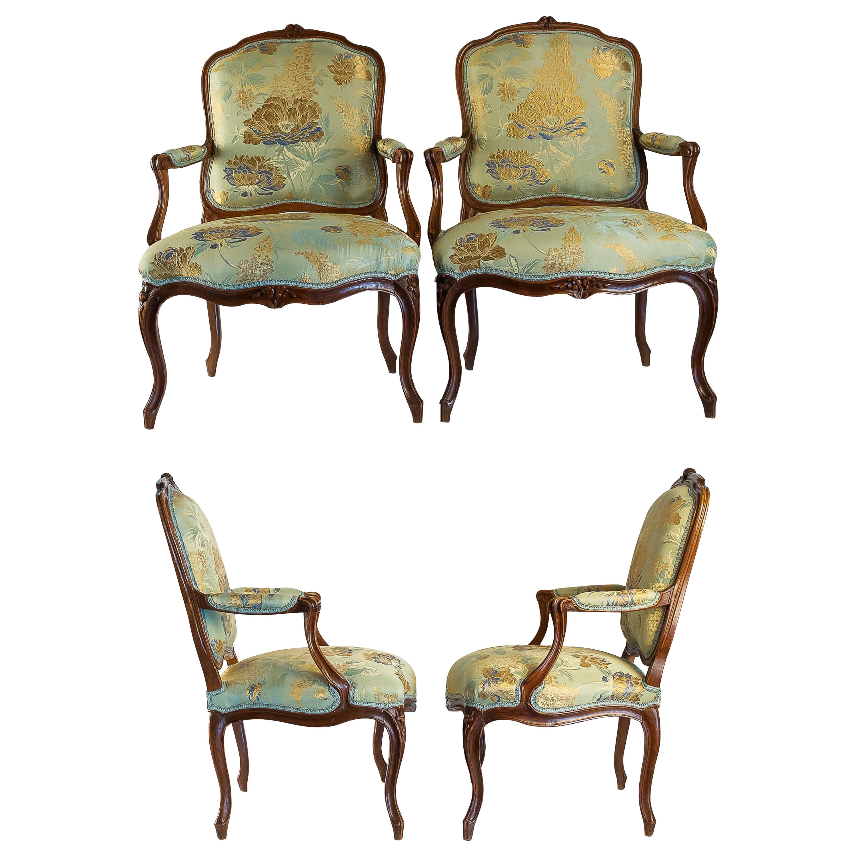 Louis XV Period Set of 4 of Large Armchairs, circa 1766-1770 by Louis Delanois