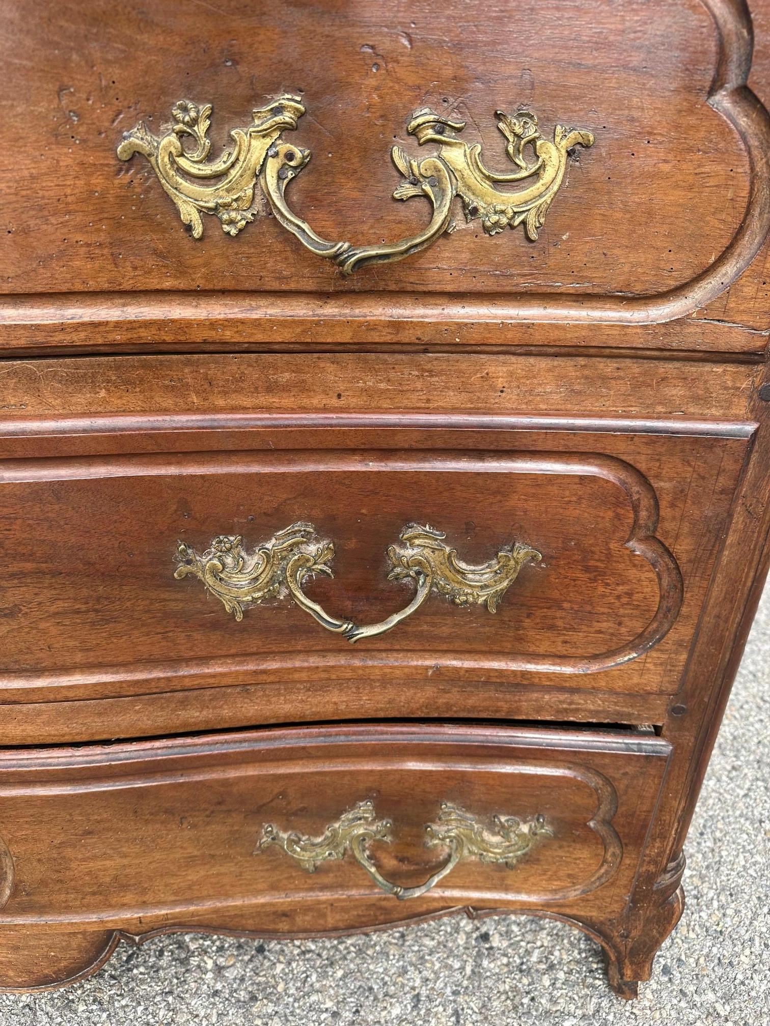 18th Century and Earlier Louis XV Period Walnut and Bronze Commode For Sale