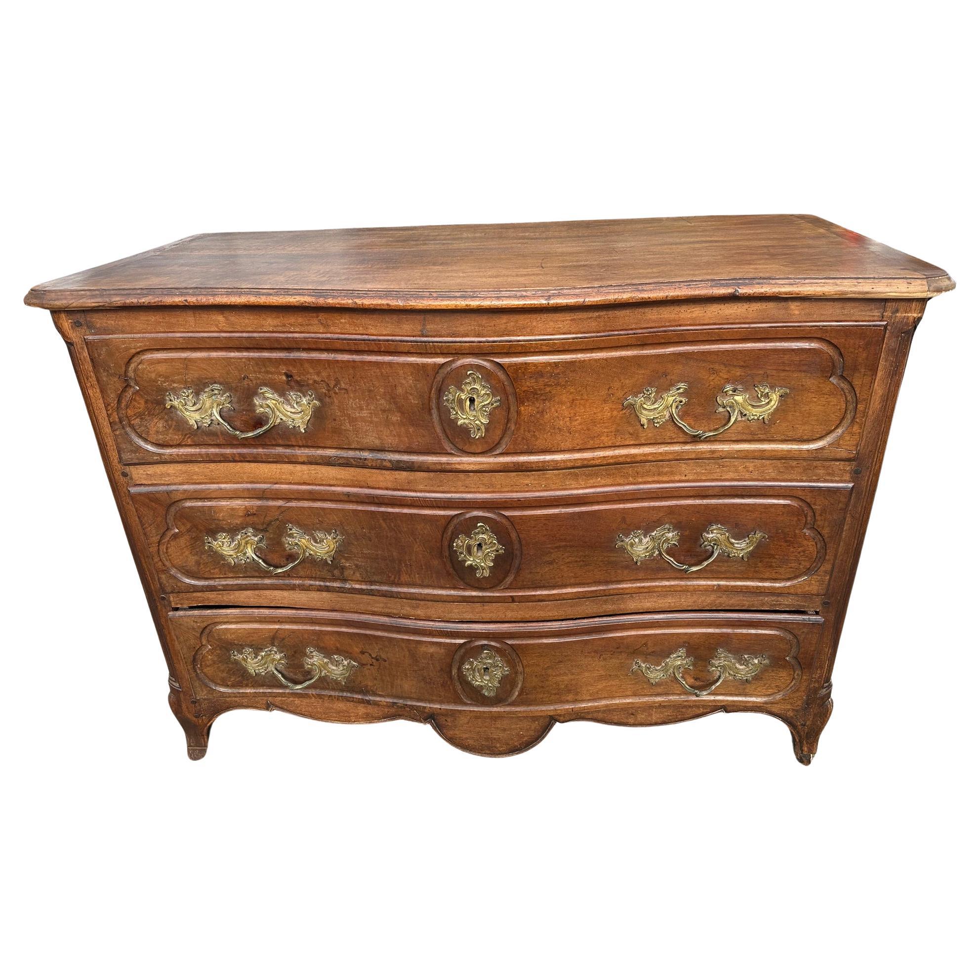 Louis XV Period Walnut and Bronze Commode For Sale