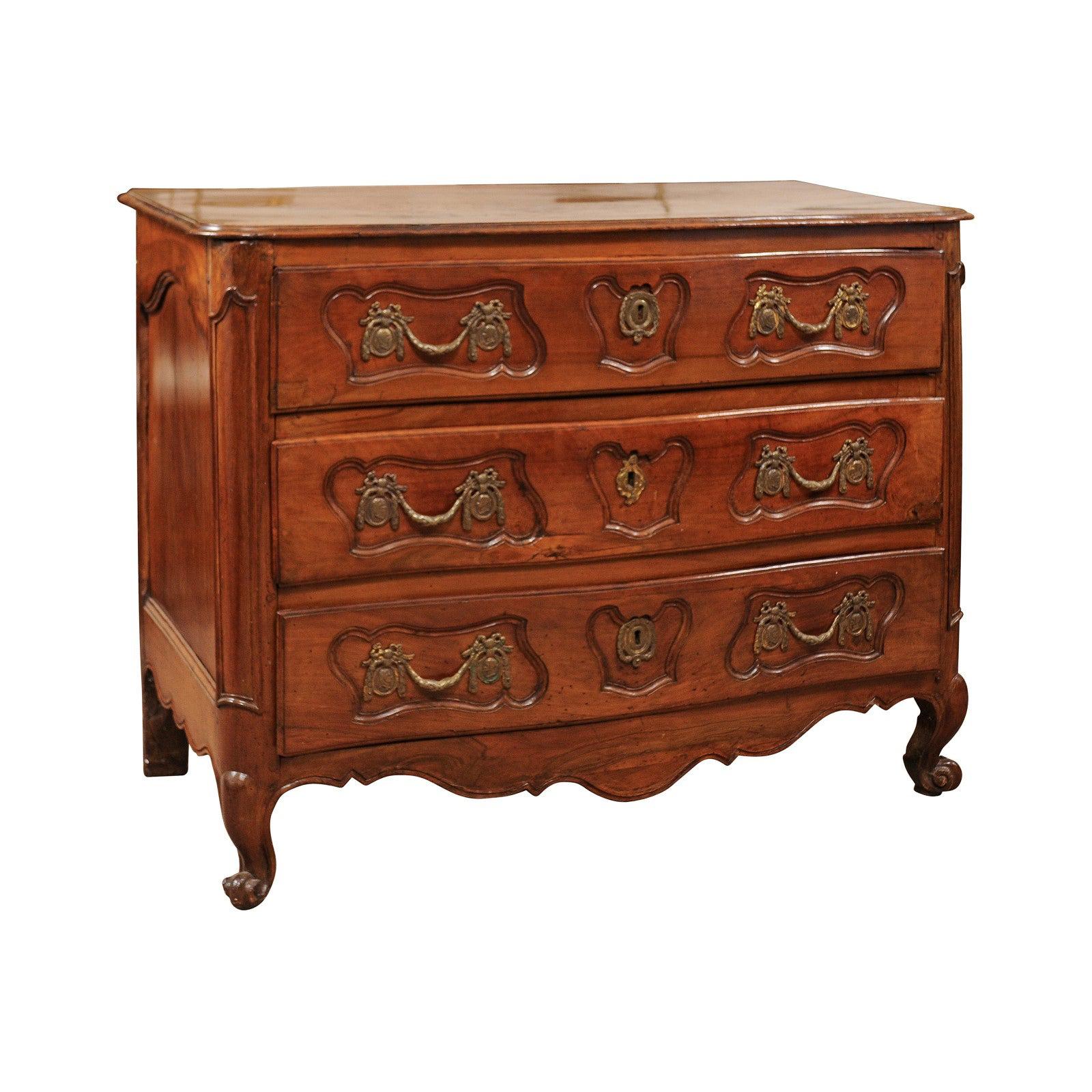 Louis XV Period Walnut Commode with 3 Drawers, France, circa 1760 For Sale