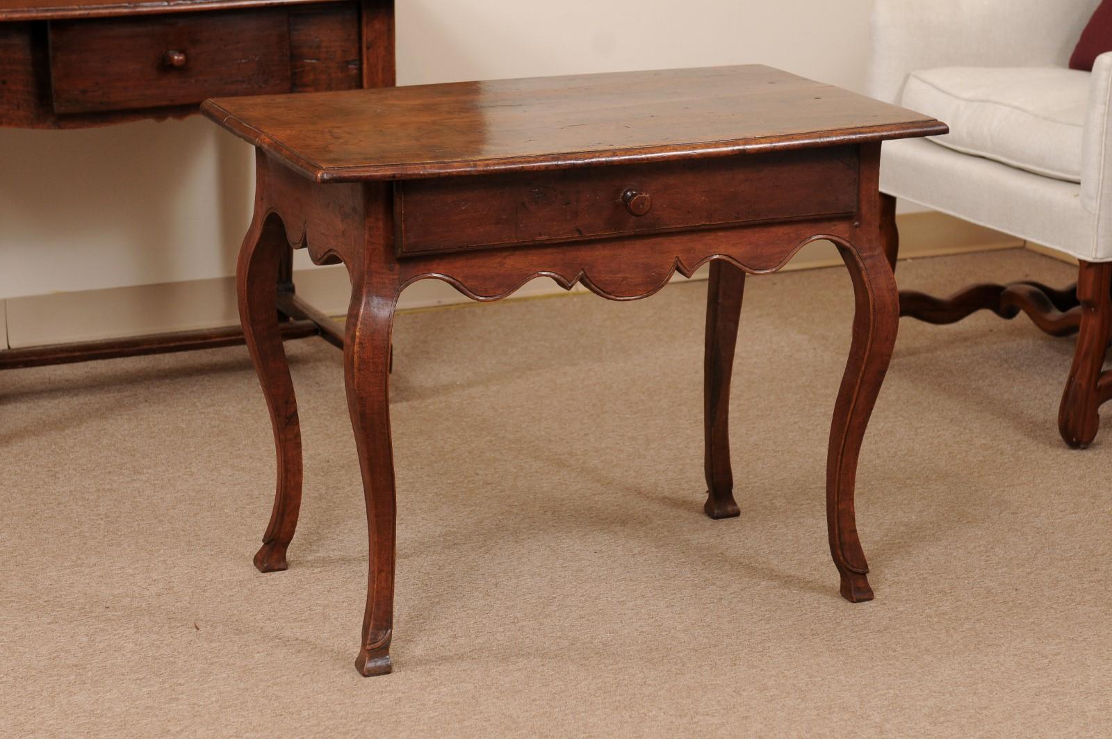 French  Louis XV Period Walnut Side Table with Drawer, France ca. 1740