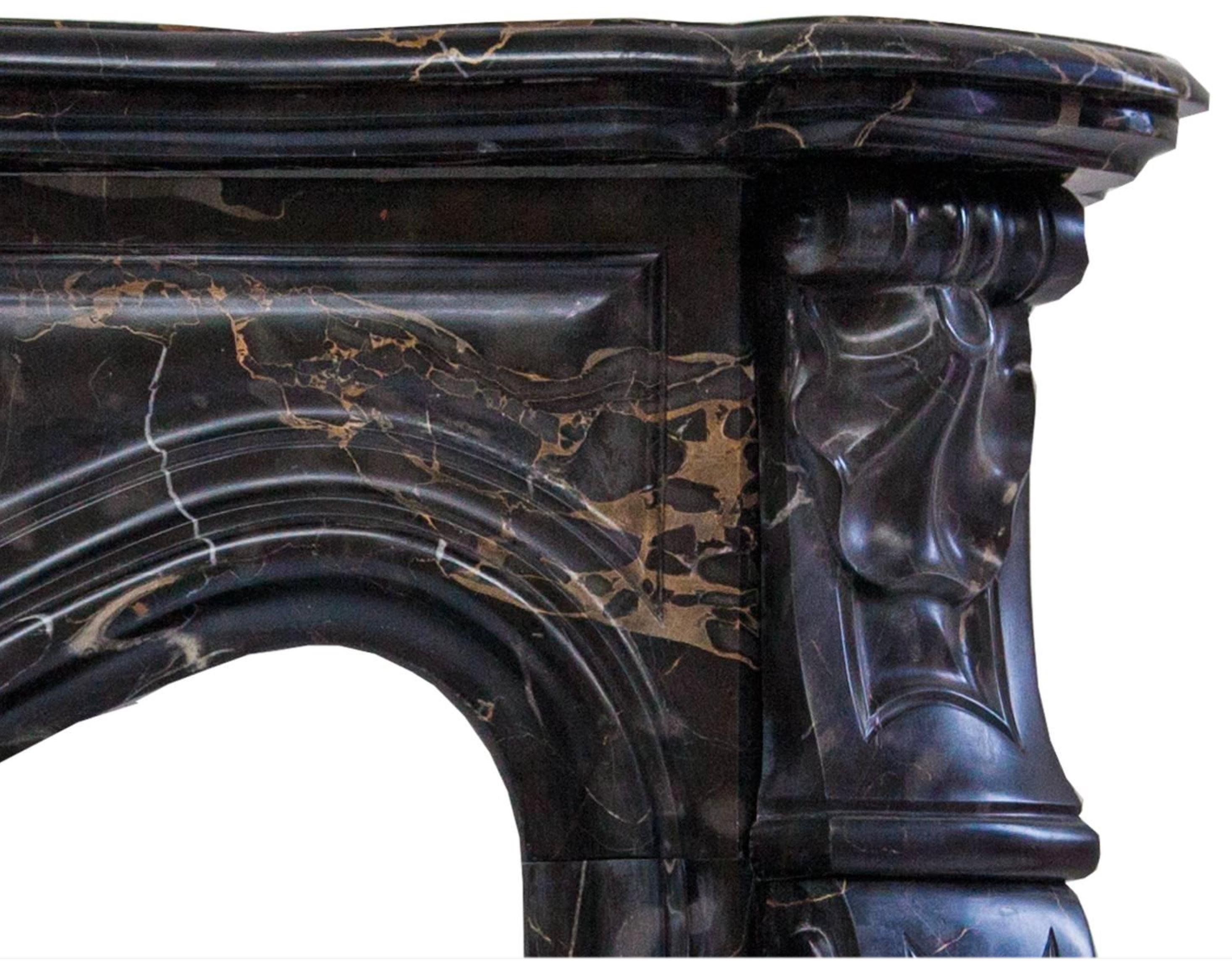 French Louis XV Potoro Marble Fireplace Mantel For Sale