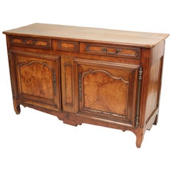 Louis XV Provincial Burl Elm and Walnut Buffet