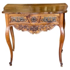 Louis XV Provincial Carved Walnut Side or Console Table, Late 18th Century