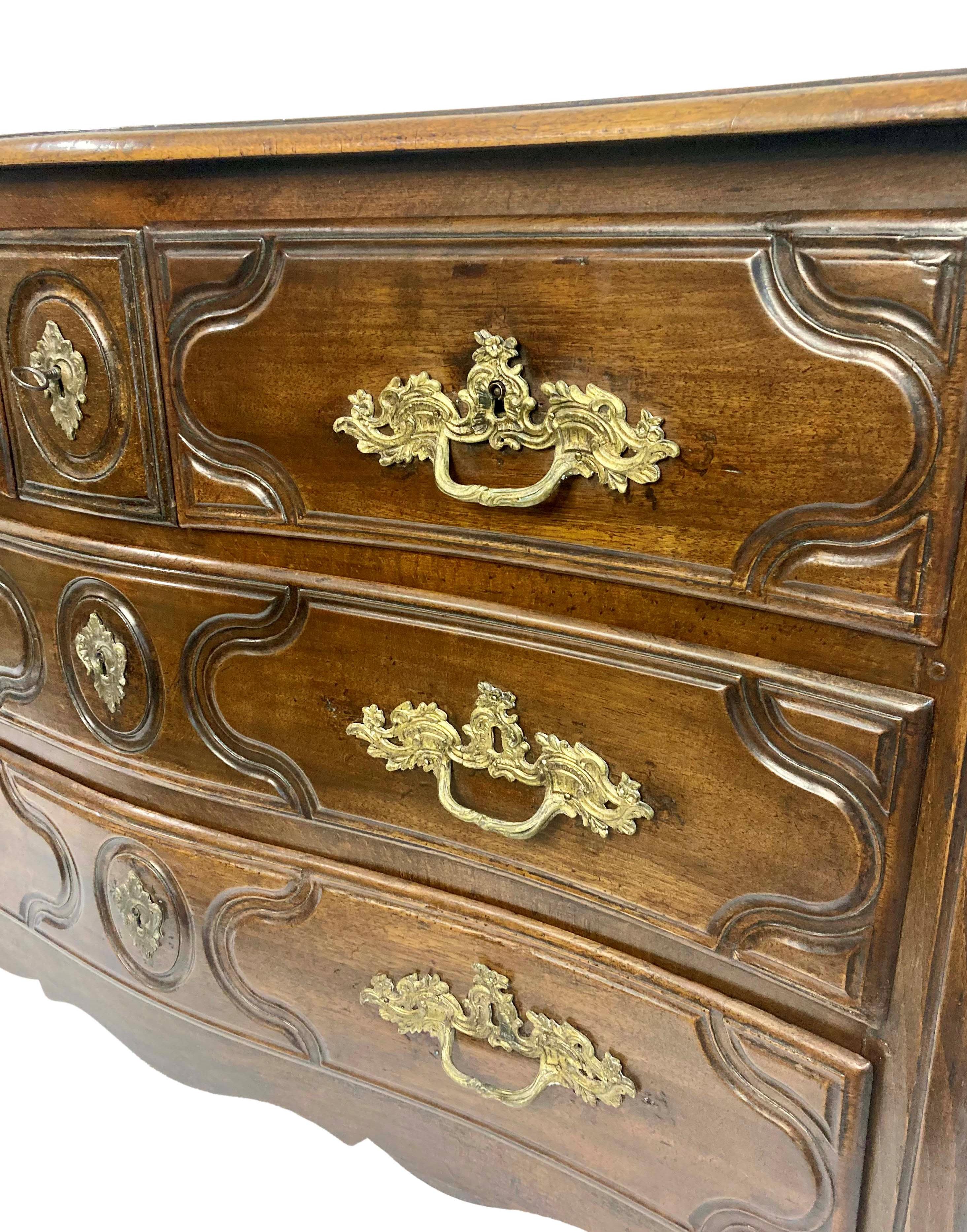 French Louis XV Provincial Commode In Walnut For Sale