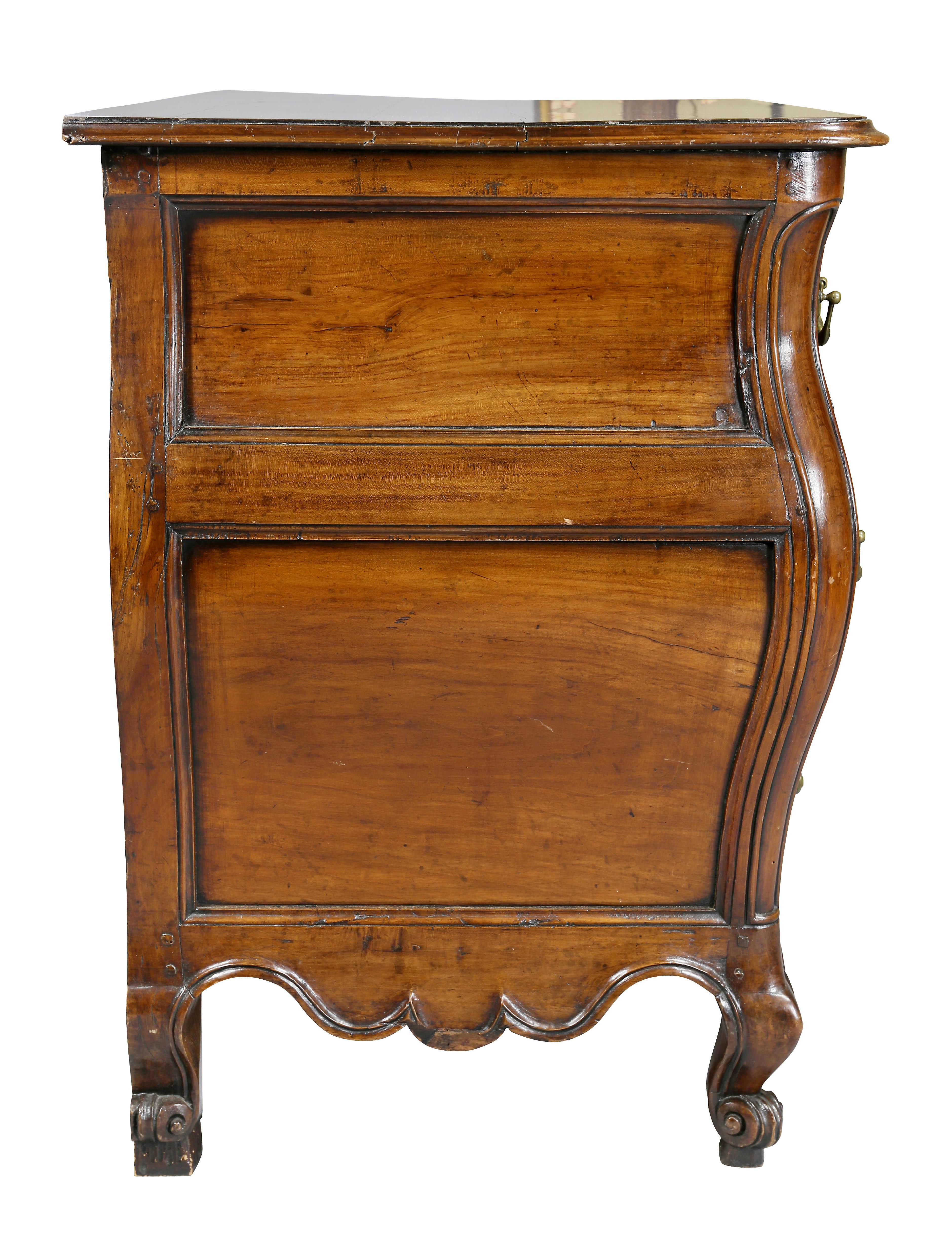 Louis XV Provincial Fruitwood Bombe Commode 5