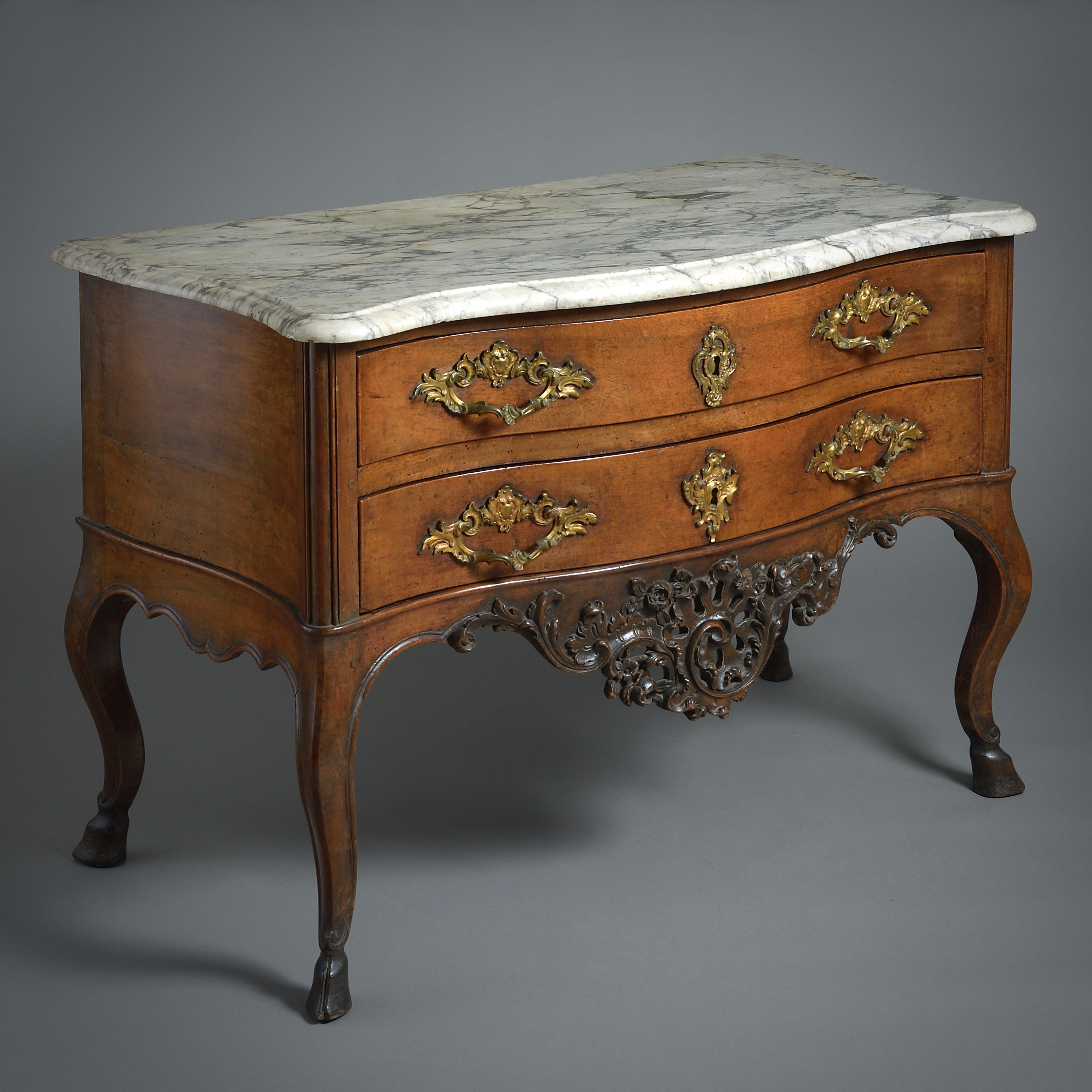 Louis XV Provincial Ormolu-Mounted Walnut Commode For Sale 7