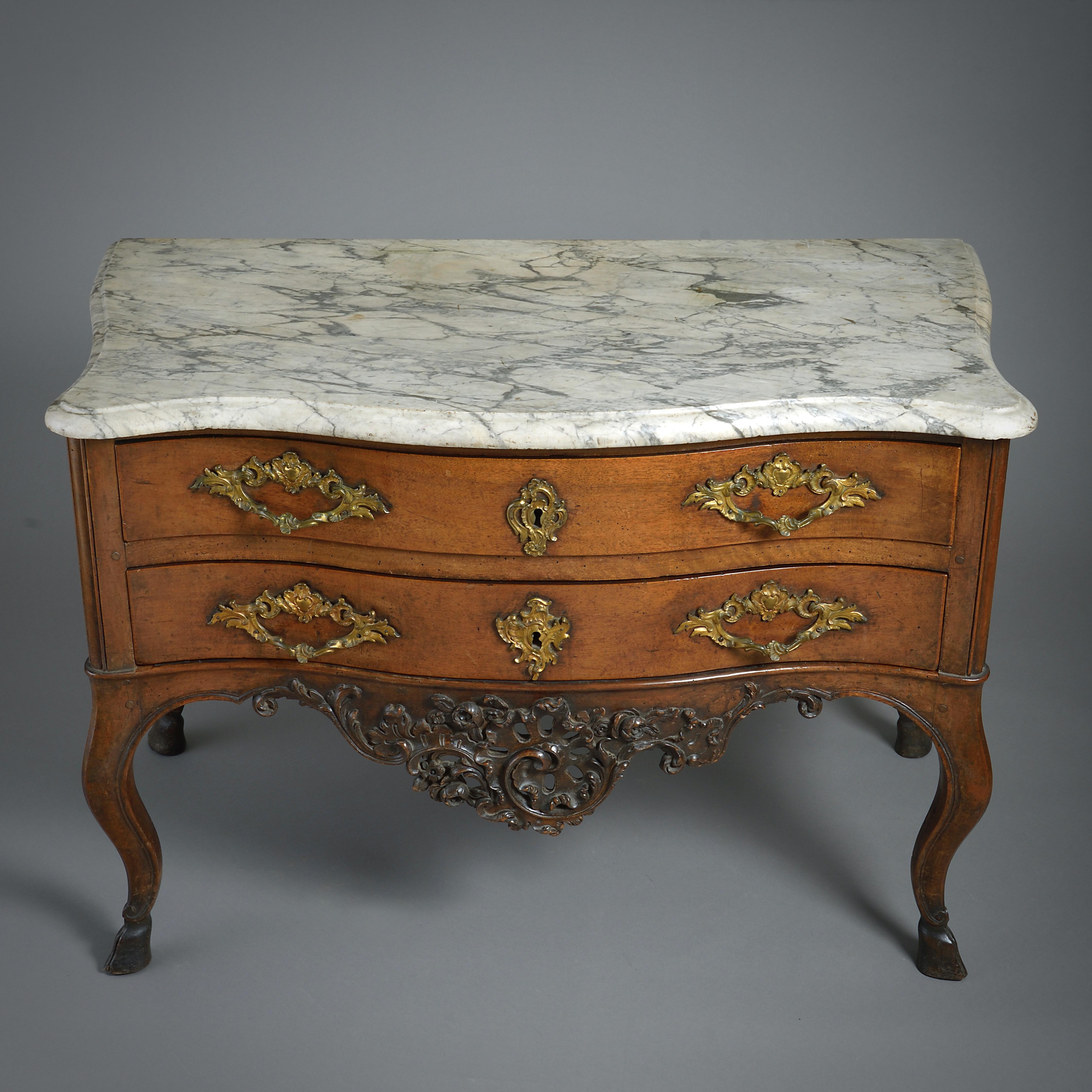 Louis XV Provincial Ormolu-Mounted Walnut Commode For Sale 1