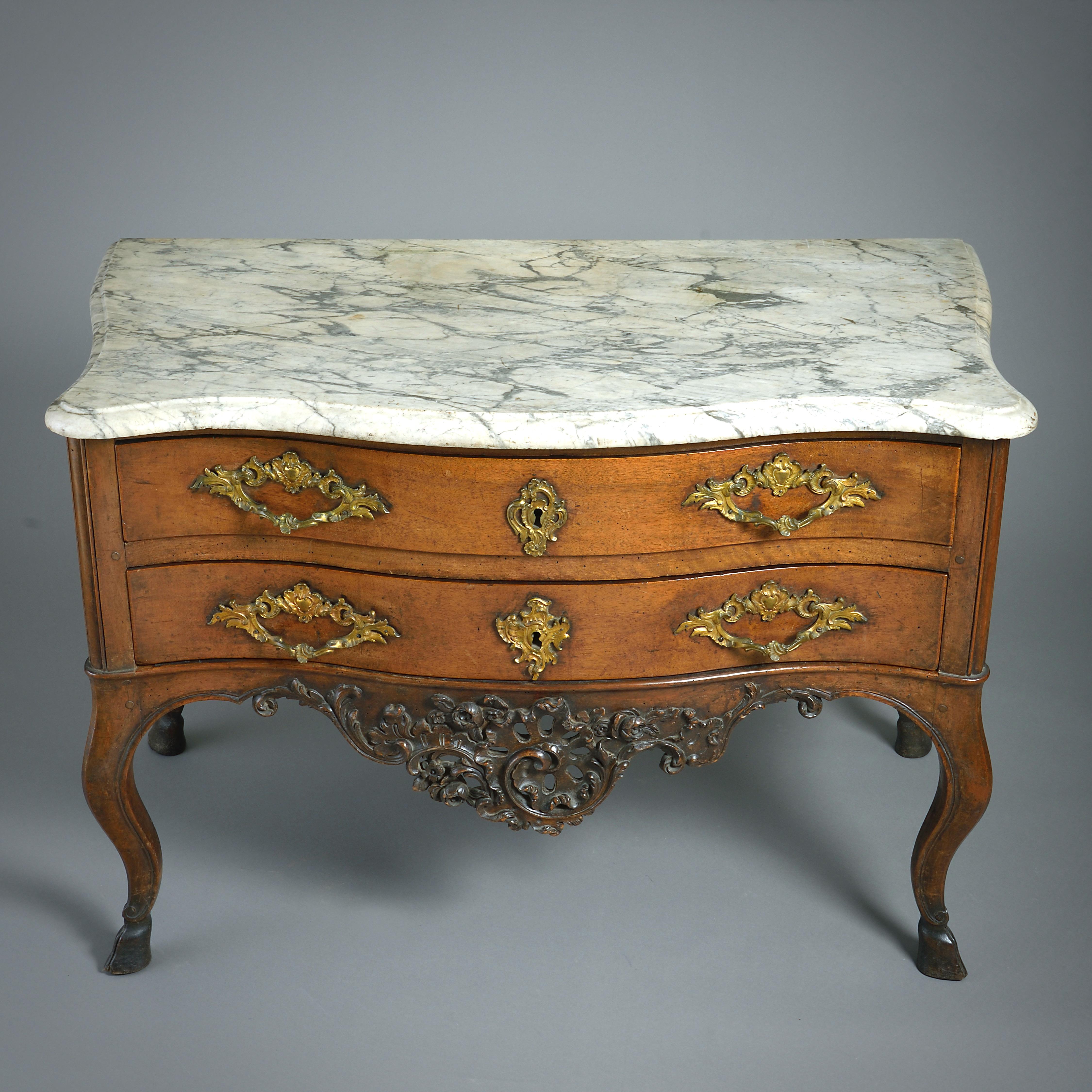 Louis XV Provincial Ormolu-Mounted Walnut Commode For Sale 1
