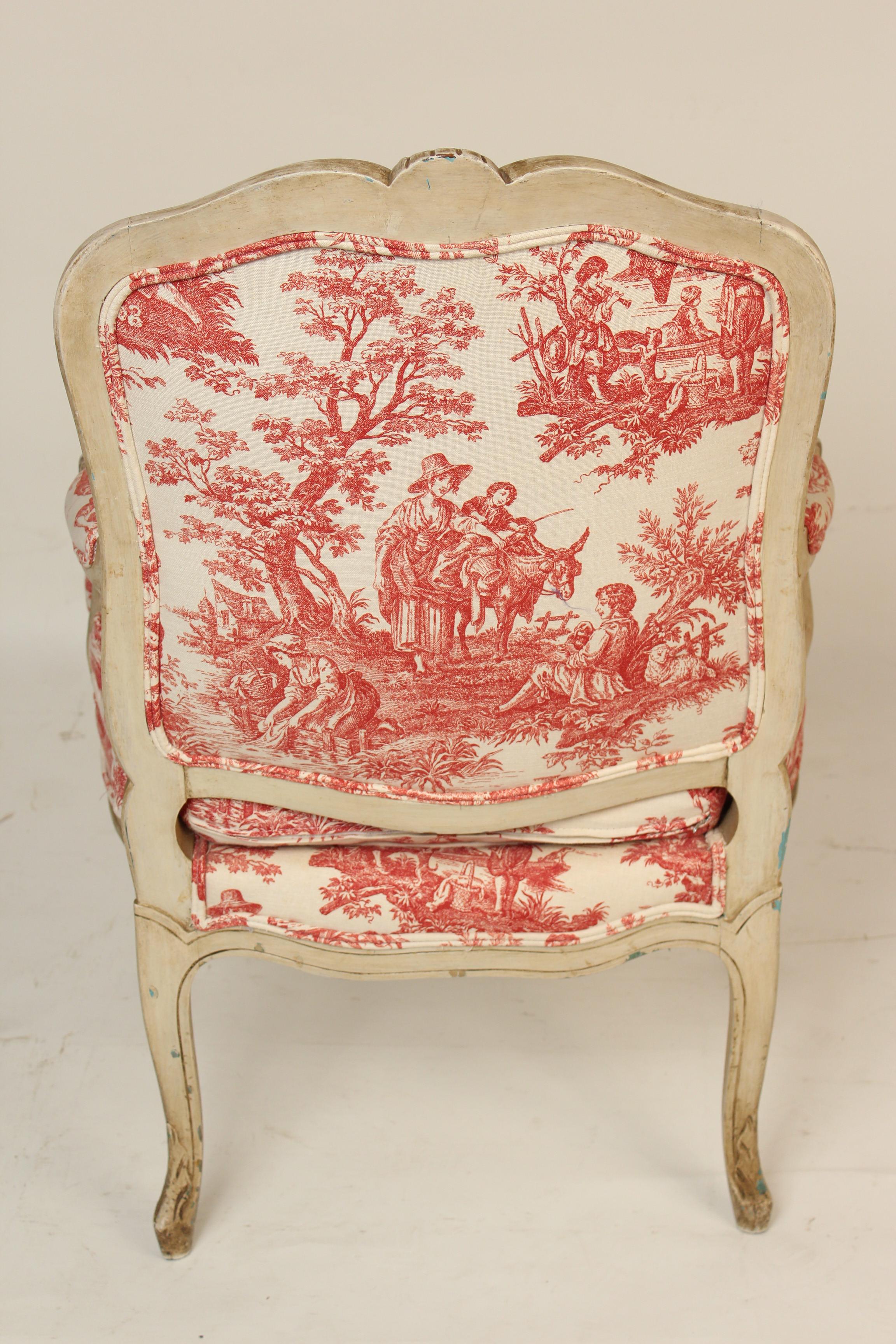 Mid-20th Century Louis XV Provincial Style Painted Armchair