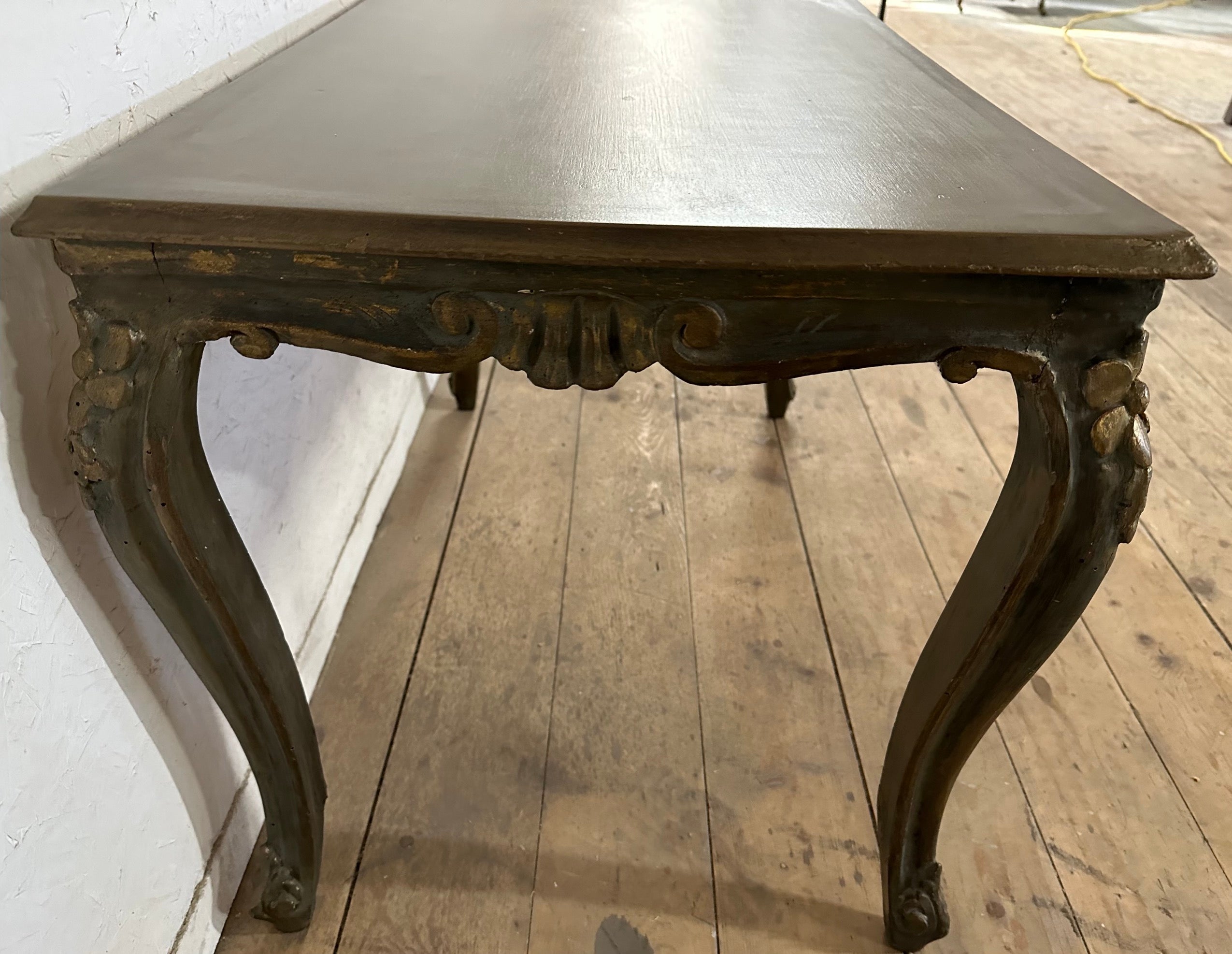 Hand-Carved Louis XV Provincial Style Painted Coffee Table For Sale