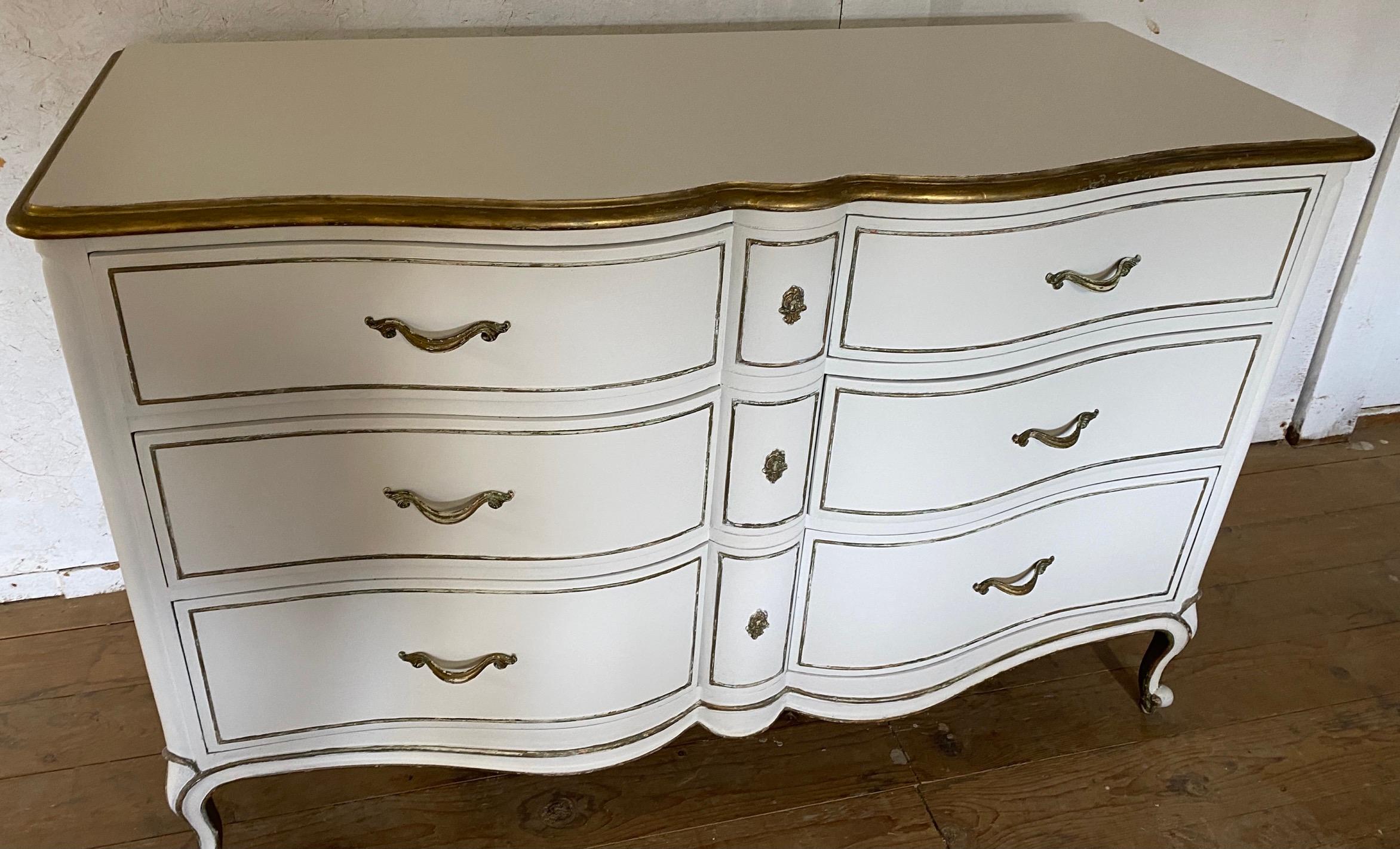 Wood Louis XV Provincial Style Painted Dresser For Sale