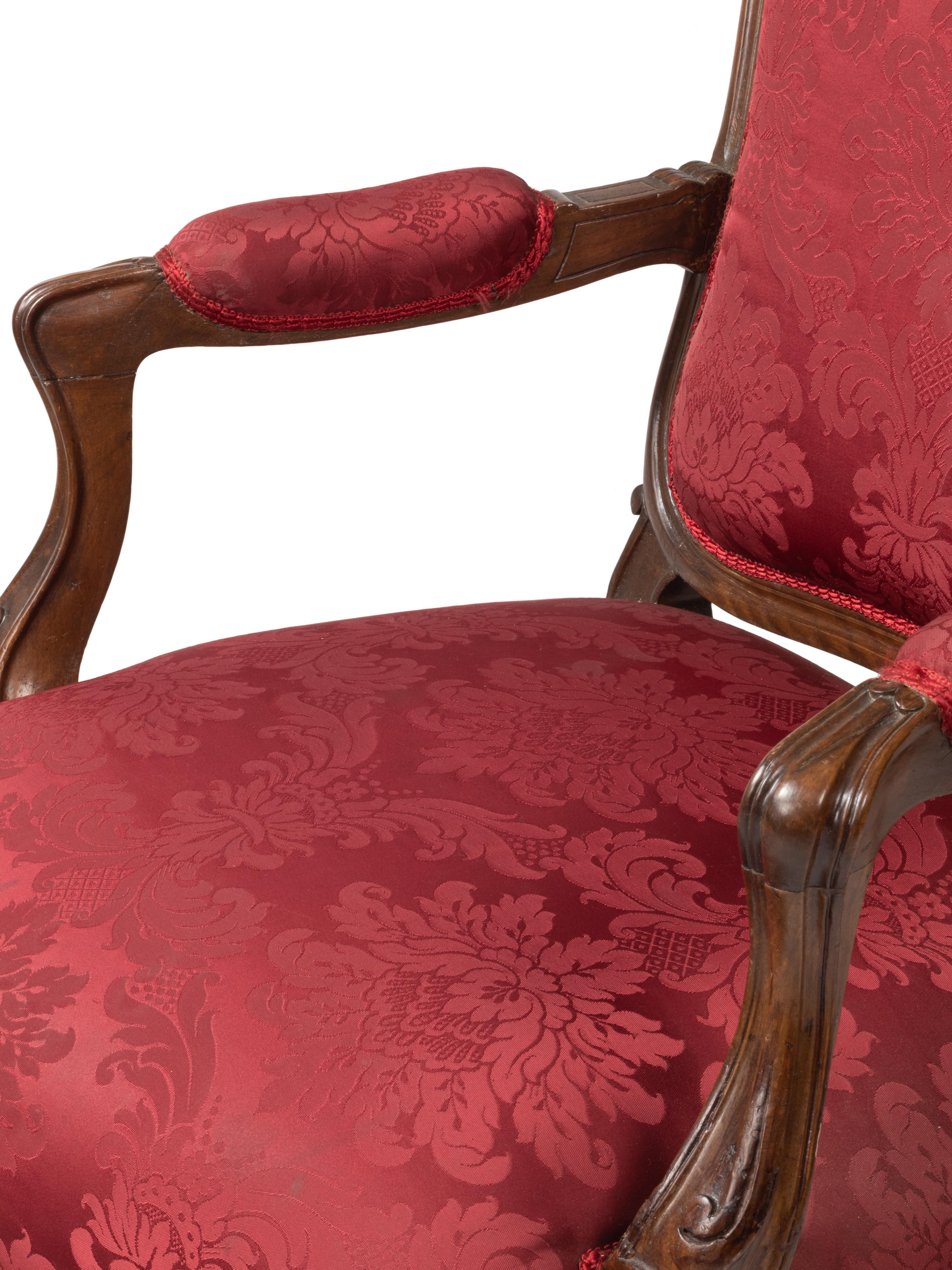 Sillón Luis XV Rojo À La Reine, Siglo XIX en venta 6