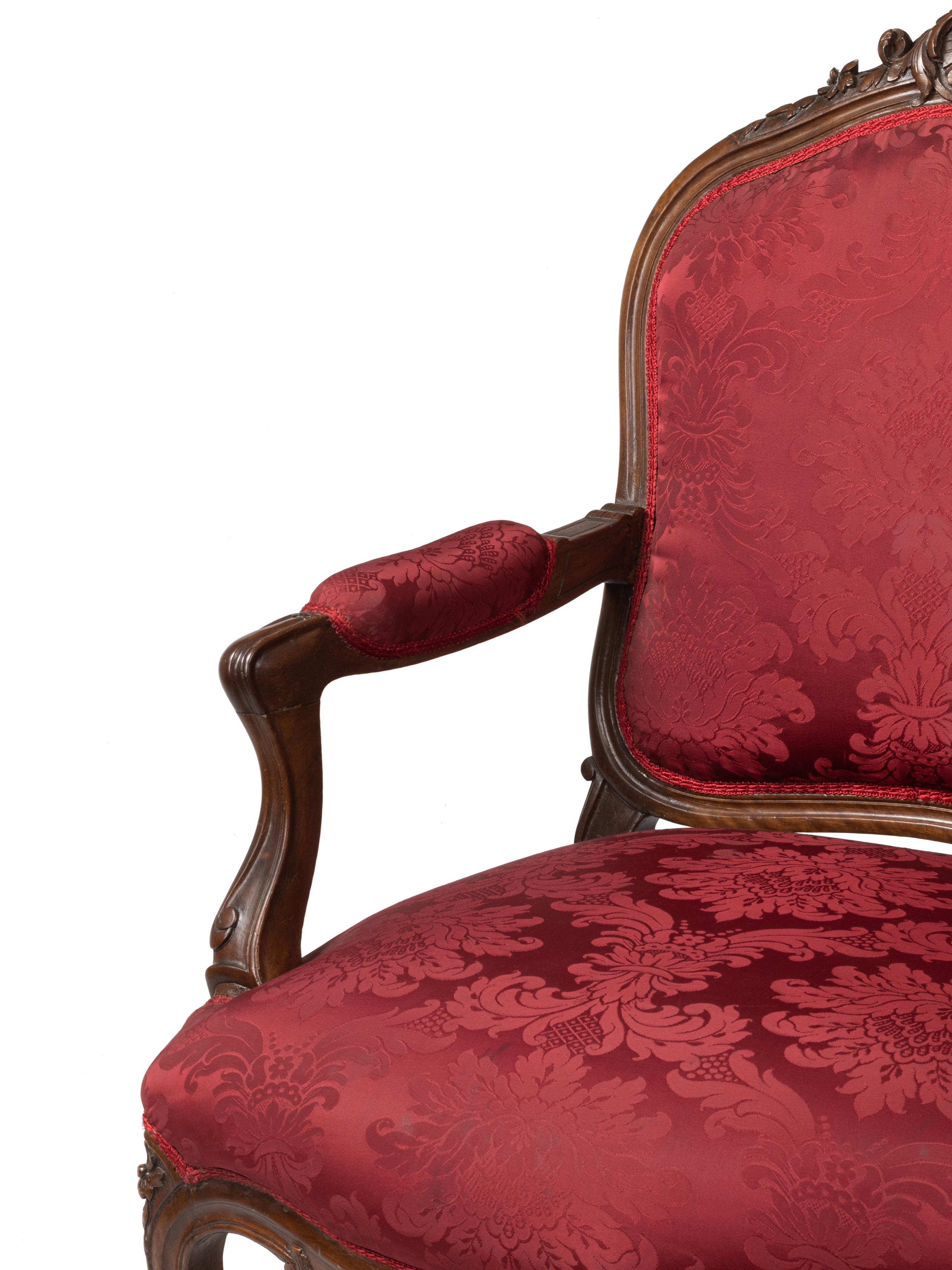 Sillón Luis XV Rojo À La Reine, Siglo XIX siglo XIX en venta