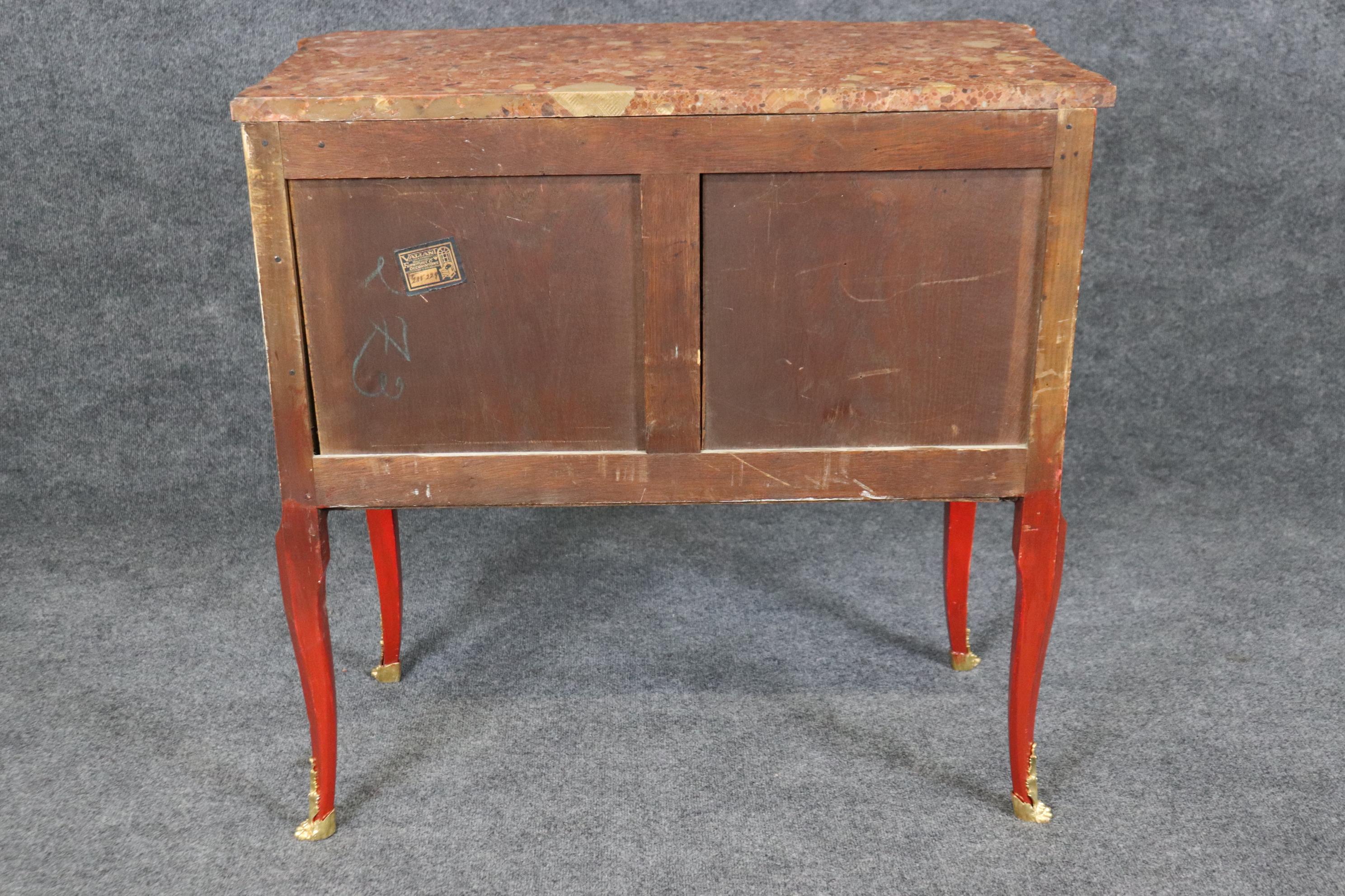 Louis XV Red Chinese Raised Gold Paint Decorated Kahn & Cie of France Commode 5