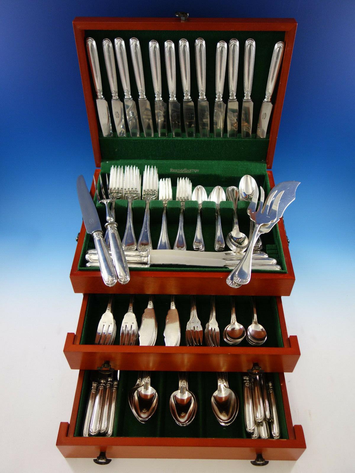 Monumental Louis XV Rocaille by Boulenger French silver plate flatware set, 160 pieces. This set includes:

24 dinner size knives, 10