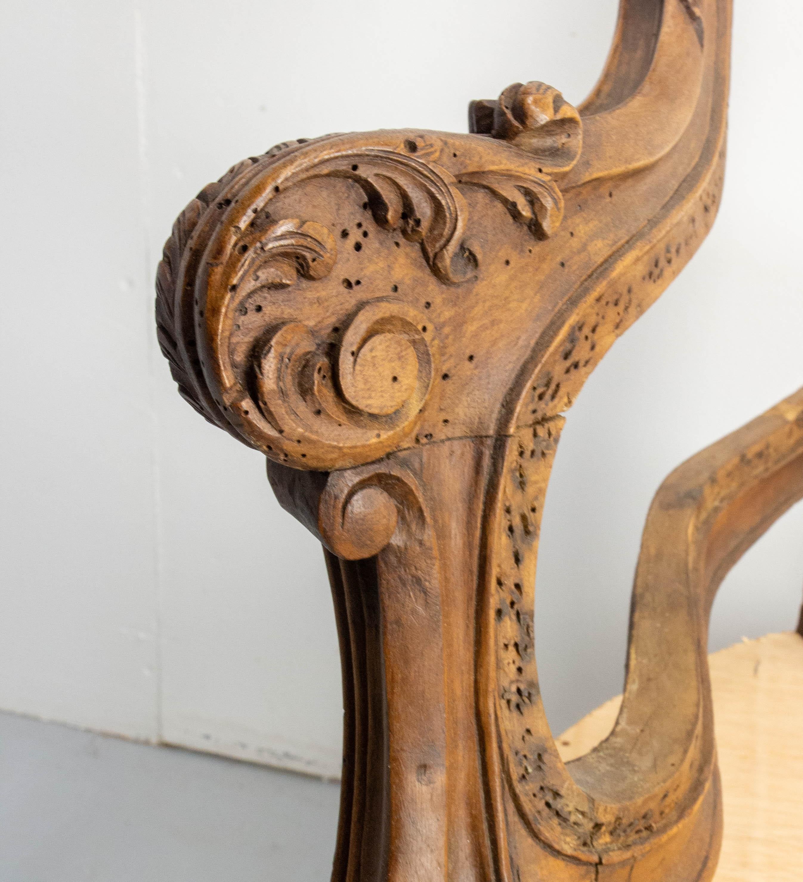 Divano aperto in legno di noce in stile Roccocò Revival Louis XV con imbottitura a canne o a cuscini, Francia, XIX sec. in vendita 2