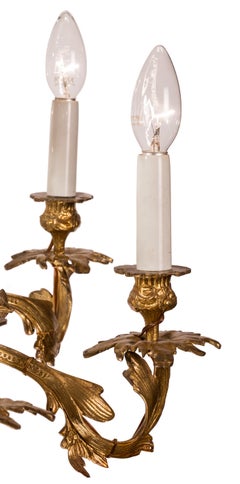 Louis XV Rococo Style 16-Light Bronze Chandelier with Leaf and Flower Motifs