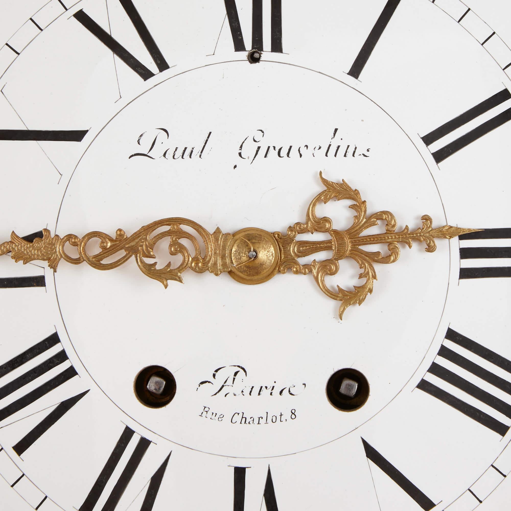 19th Century Louis XV Rococo Style Clock and Barometer Set by P. Gravelin For Sale