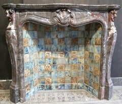 Louis XV Rococo Style Fireplace in Bois Jourdan Marble