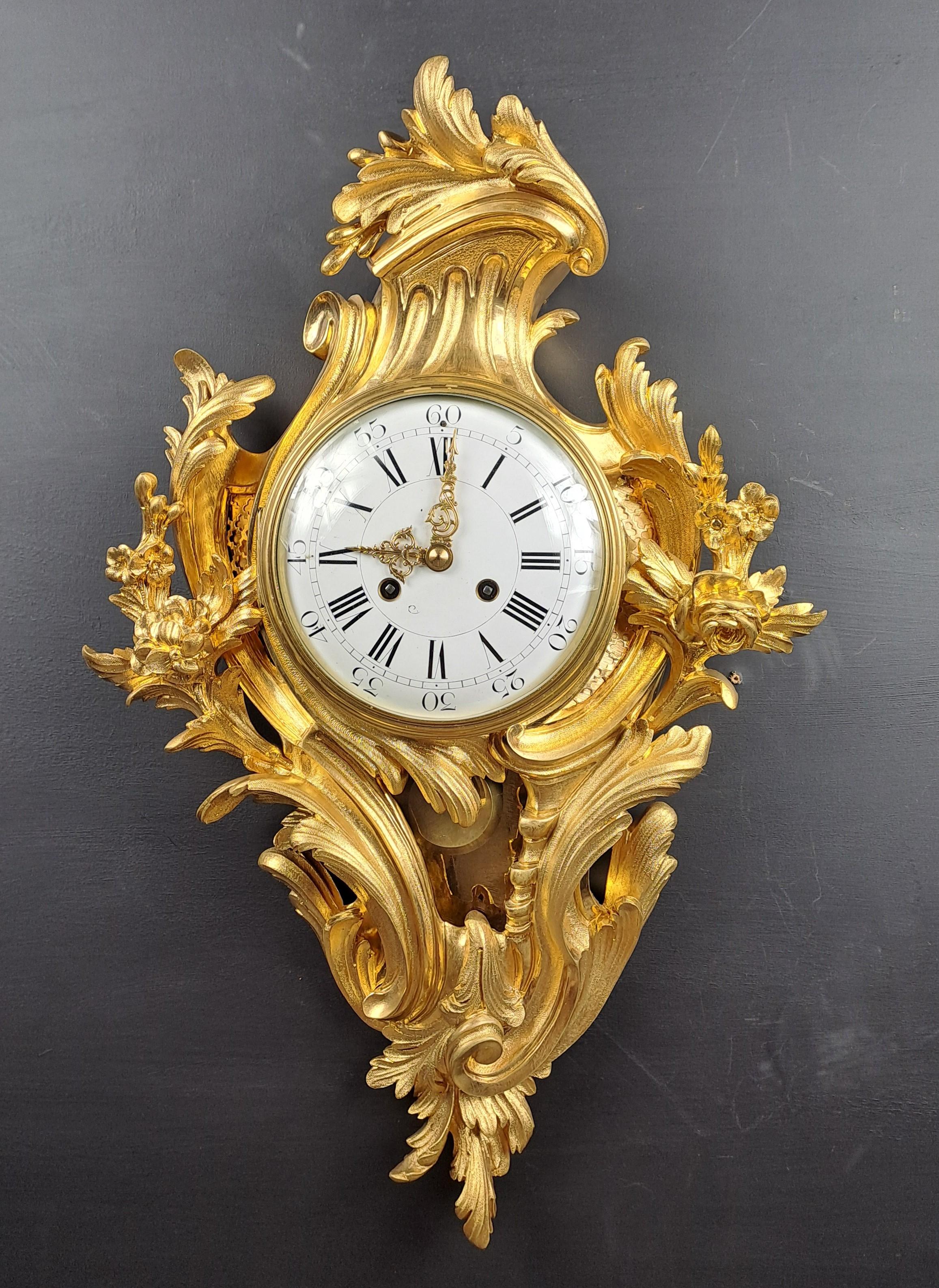 Francese Cartella da parete in bronzo dorato in stile rococò Luigi XV in vendita
