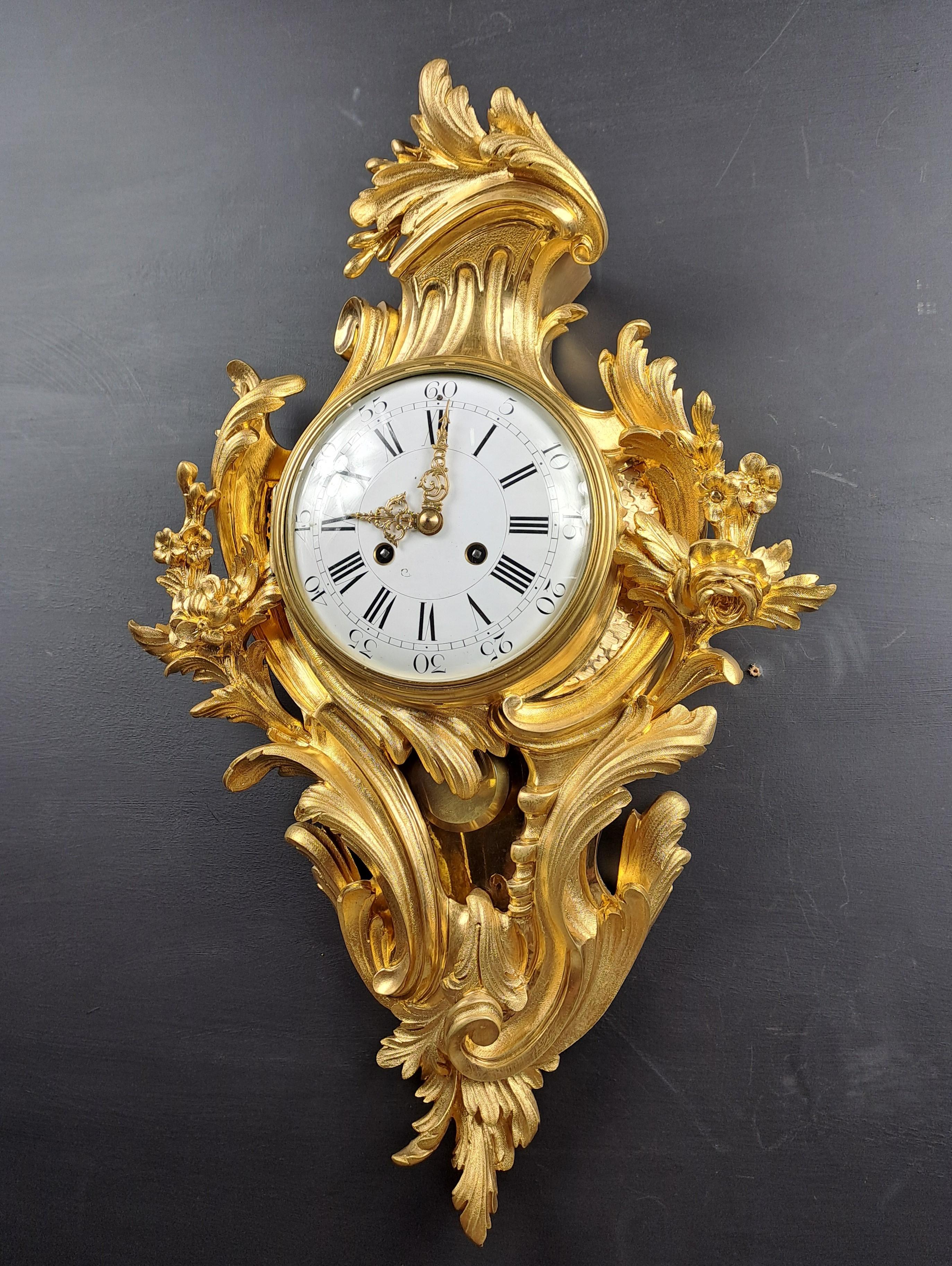 XIX secolo Cartella da parete in bronzo dorato in stile rococò Luigi XV in vendita