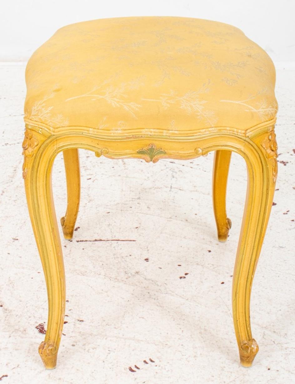Fabric Louis XV Rococo Style Lacquered Bench Stool