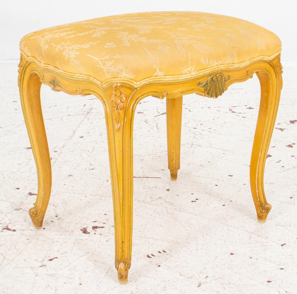 Louis XV Rococo Style Lacquered Bench Stool 2